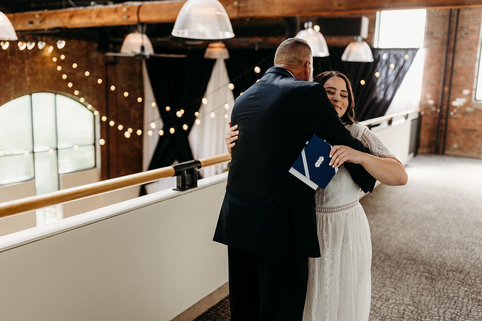 Bride's emotional first look with her father at the refinery