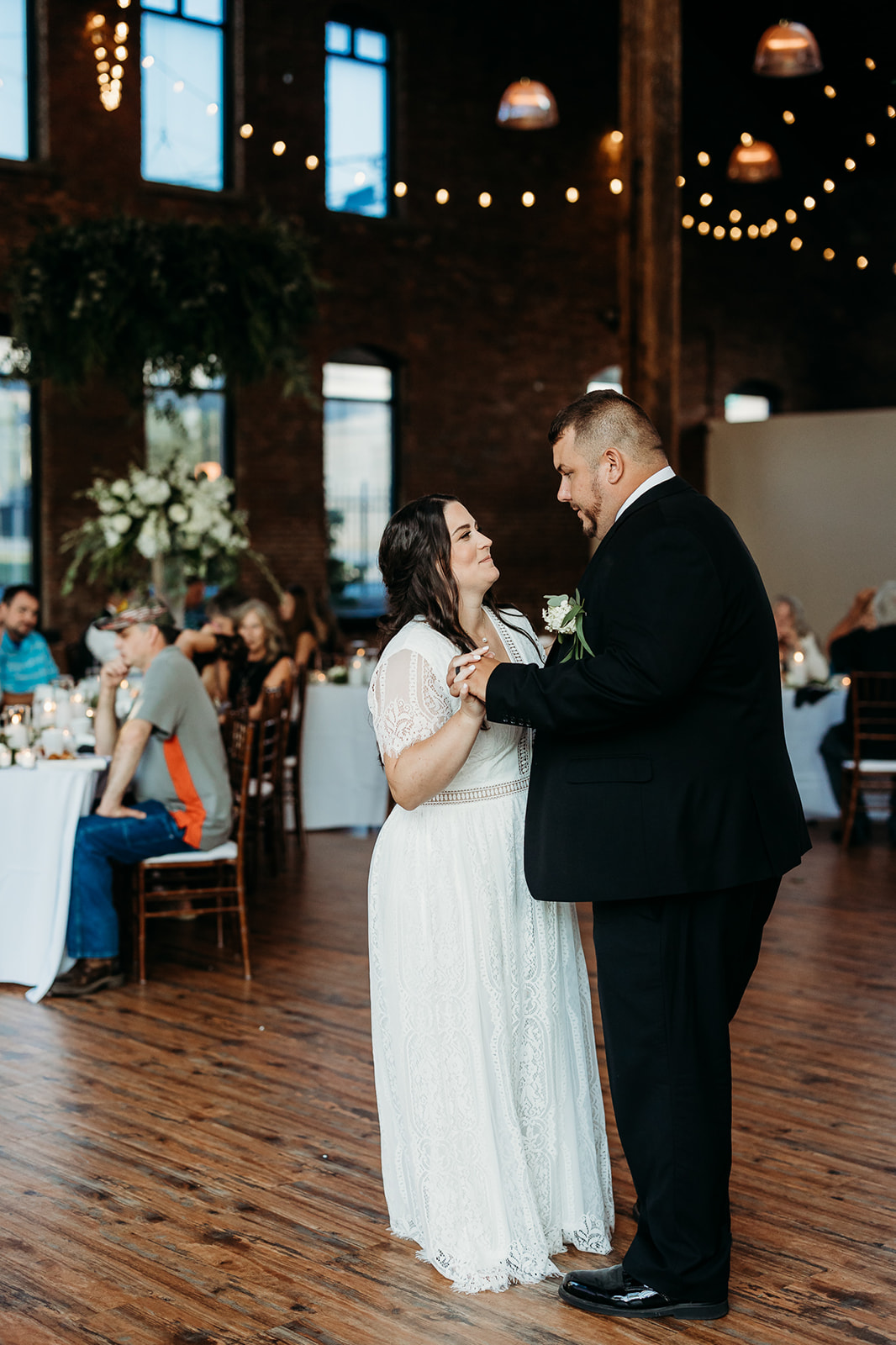 First dance for bride and groom at the refinery in Jeffersonville, Indiana