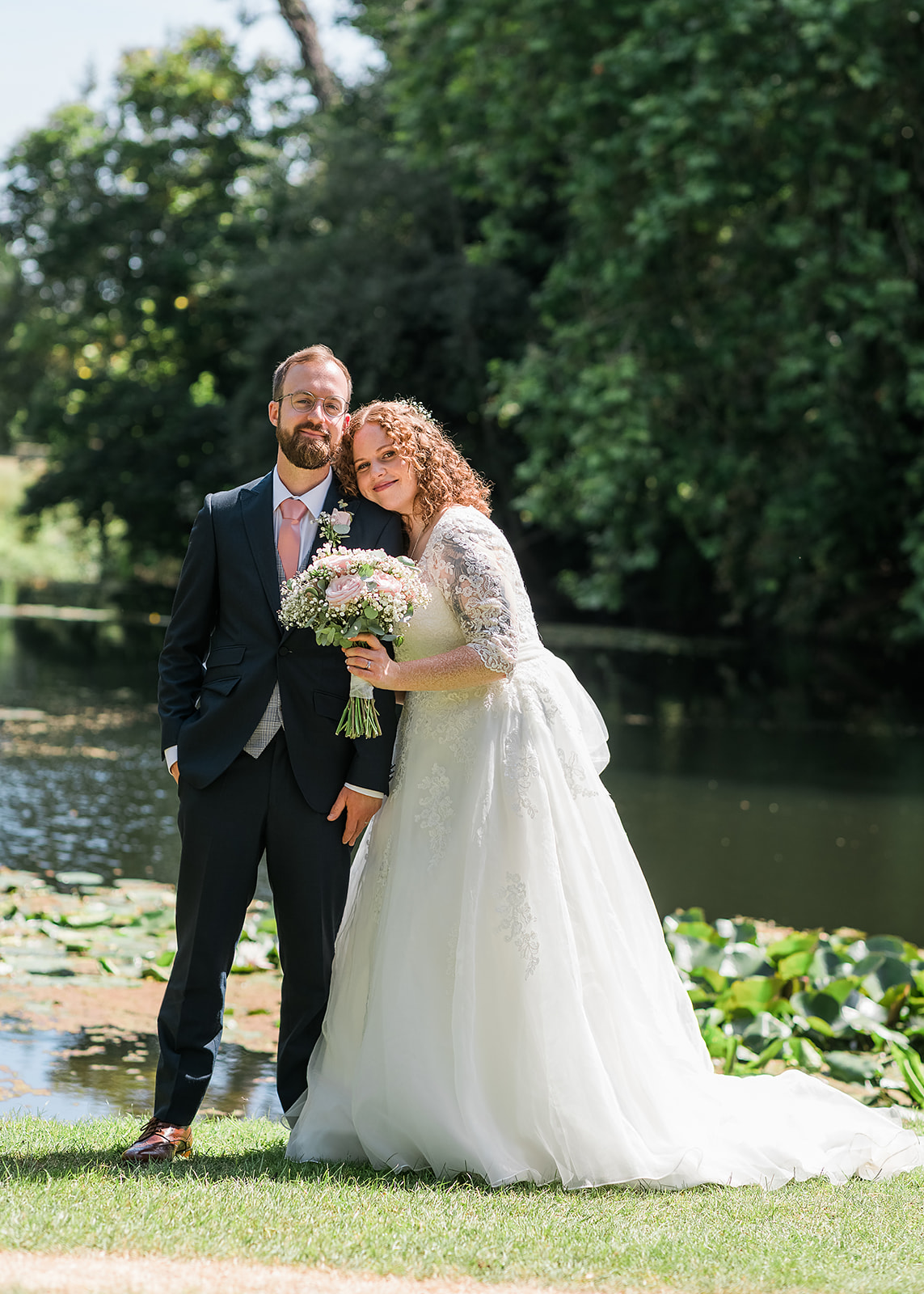 Bride and Groom at The Mill Garden Warwick