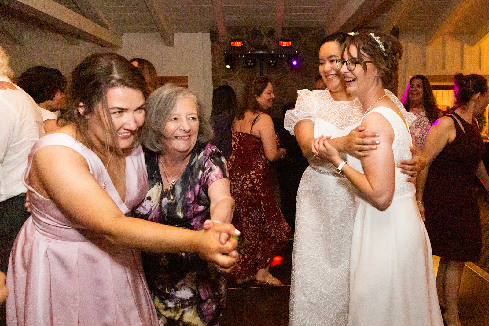Dance floor photos from lesbian wedding reception