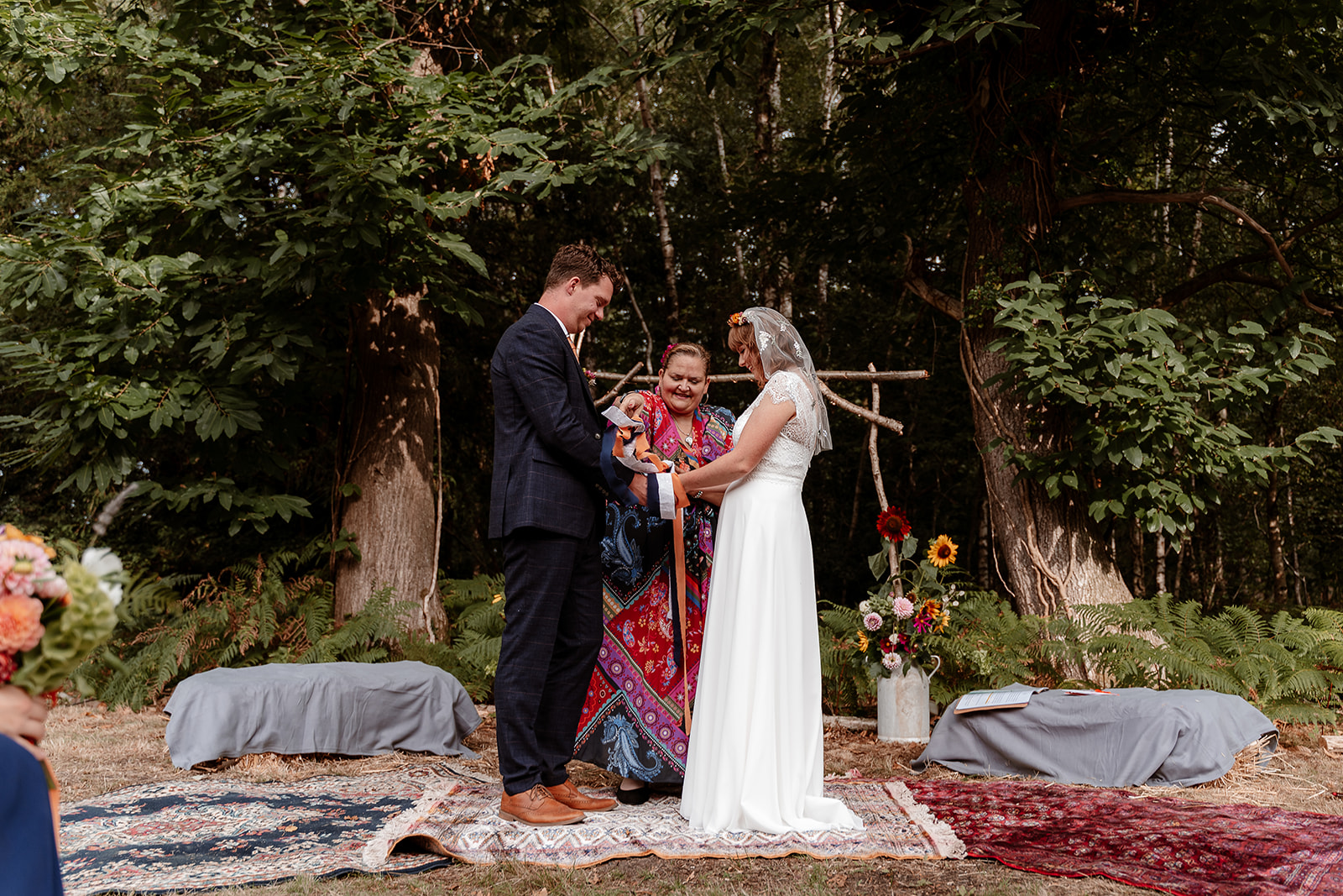 Boho wedding on a flower farm with lots of personal touches