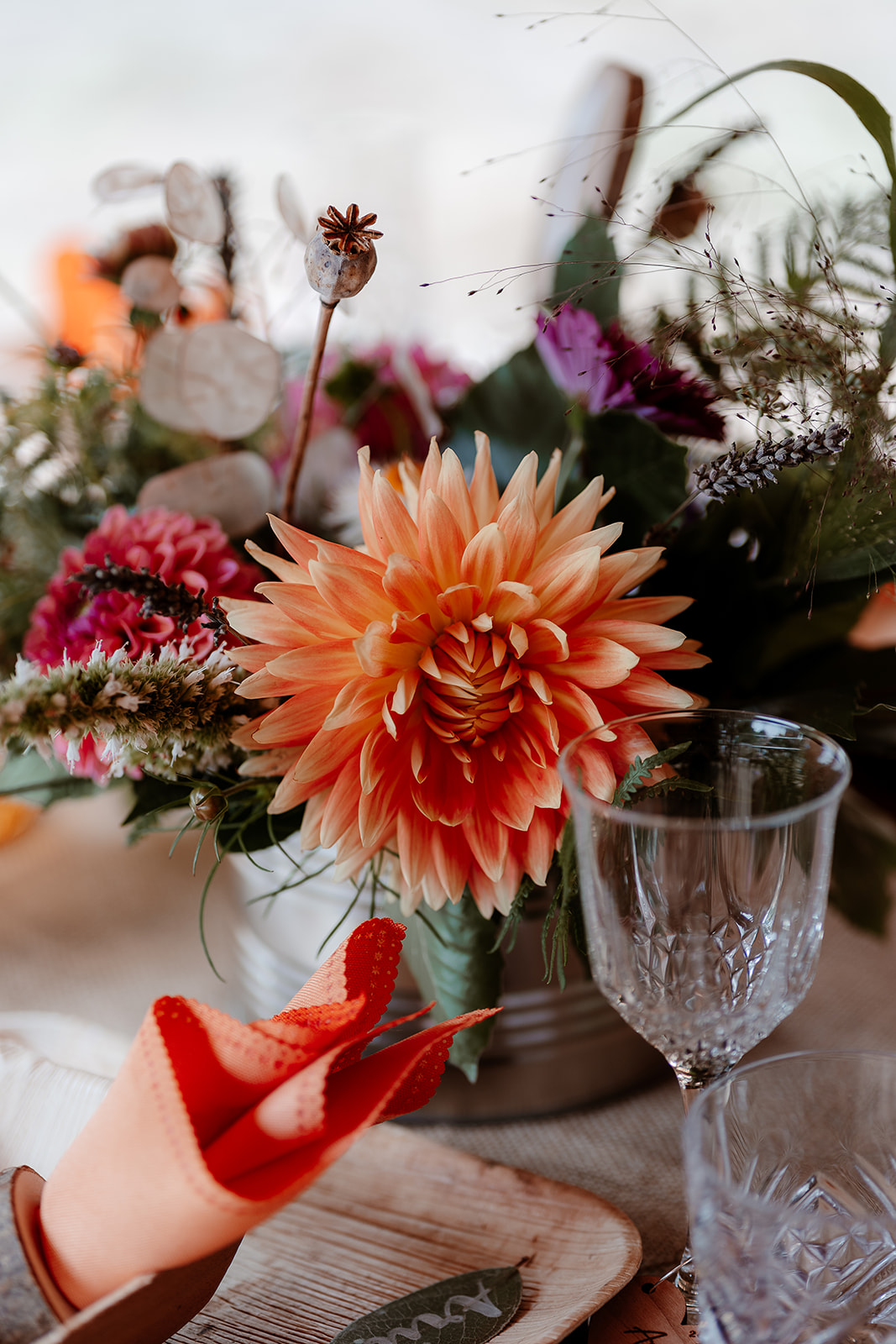Boho wedding on a flower farm with lots of personal touches