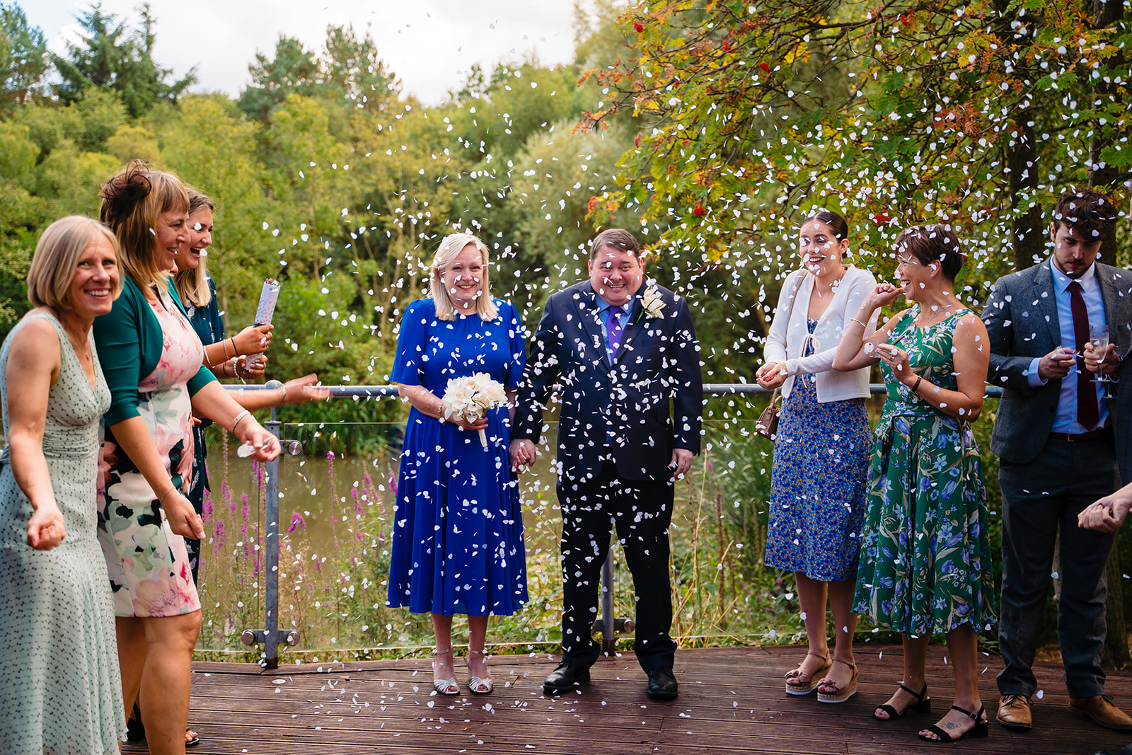 confetti throw at a otley chevin wedding