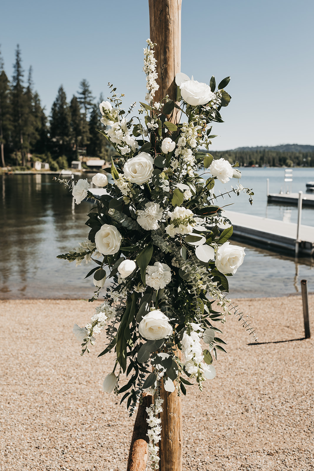 Florals by Emily McBride with Mcbride floral design. Lake side views with private dock