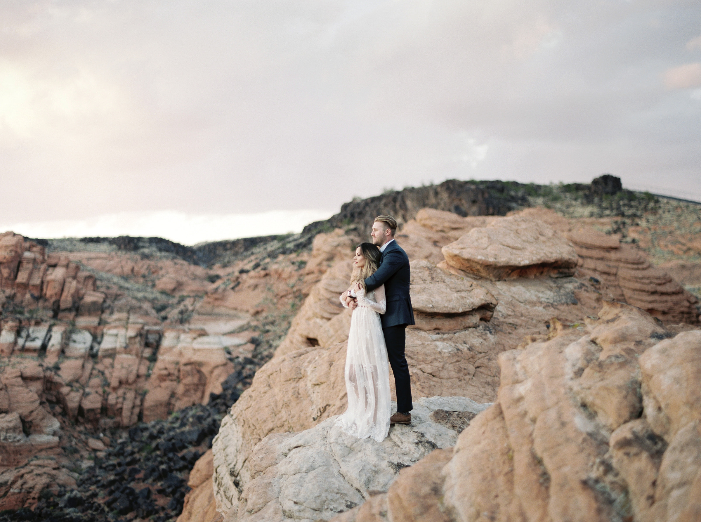 Bride and Groom enjoying the view during their Zion National Park Elopement. 