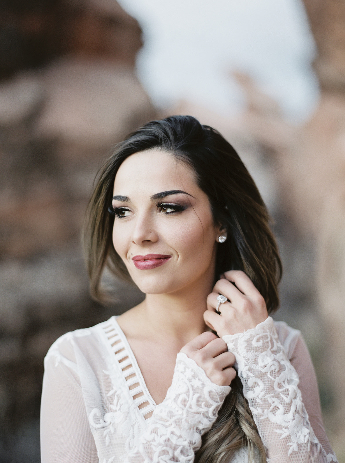 Bride in Zion National Park after her Elopement. 
