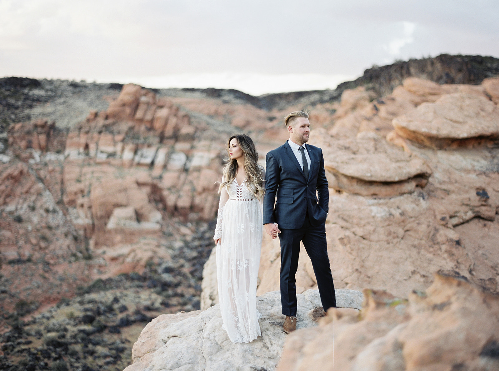intimate moment with a bride and groom during their elopement day in Zion National Park.