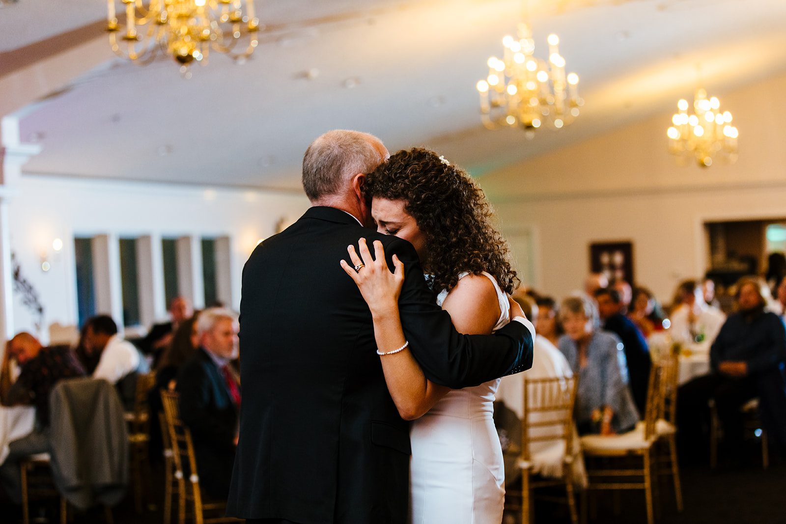 Bride dances with her father at her wedding at Traditions in Syracuse, NY.