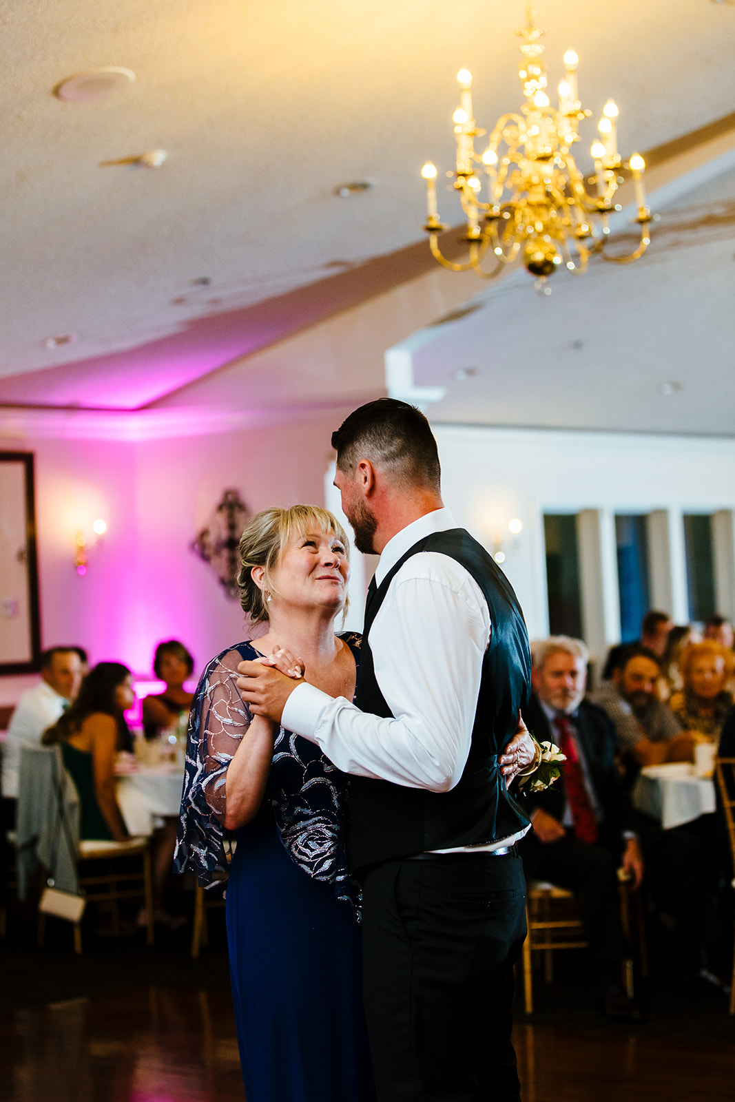 Groom dances with his mother at his wedding at Traditions in Syracuse, NY.