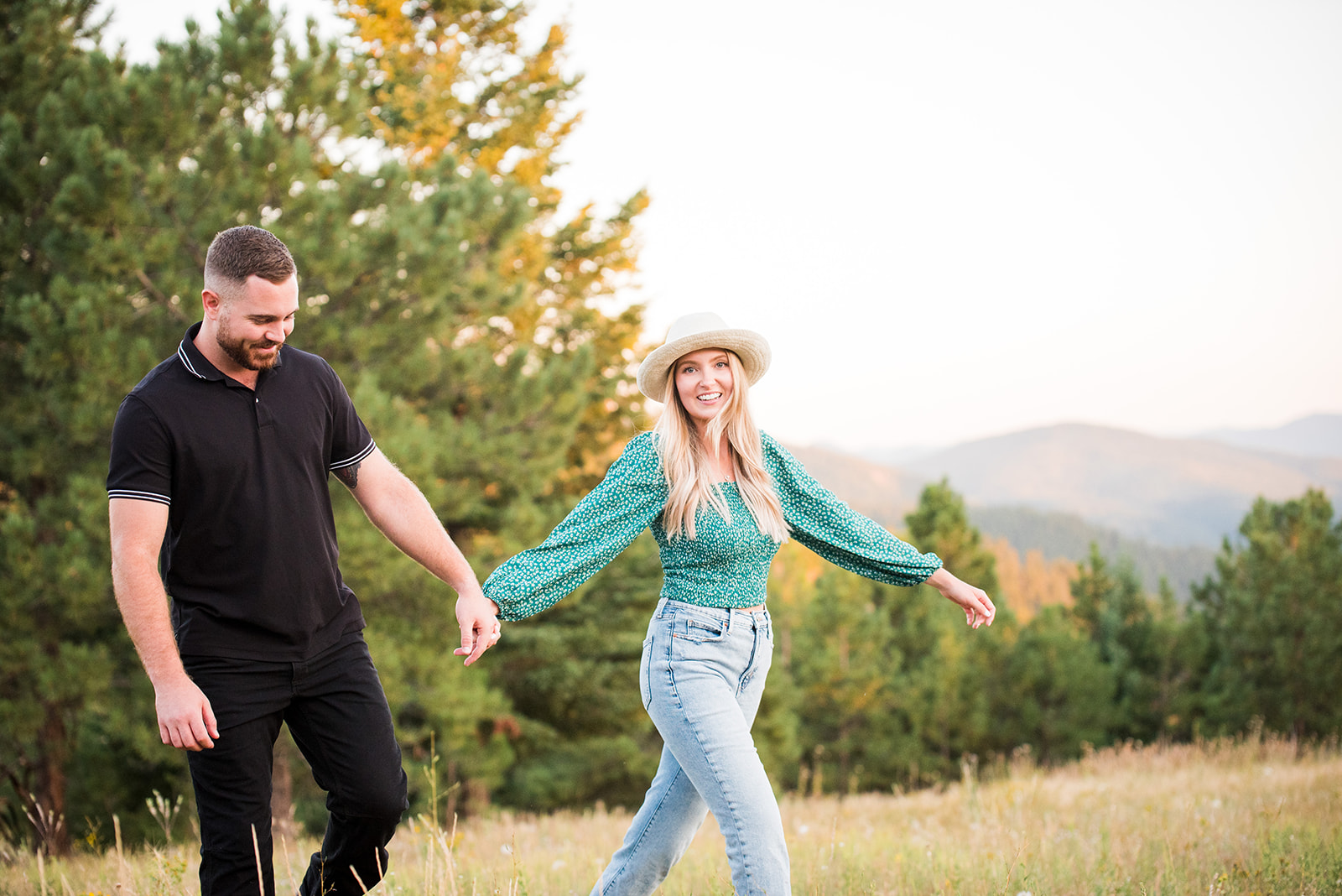 summer engagement session with two one photography at mount falcon, golden, colorado