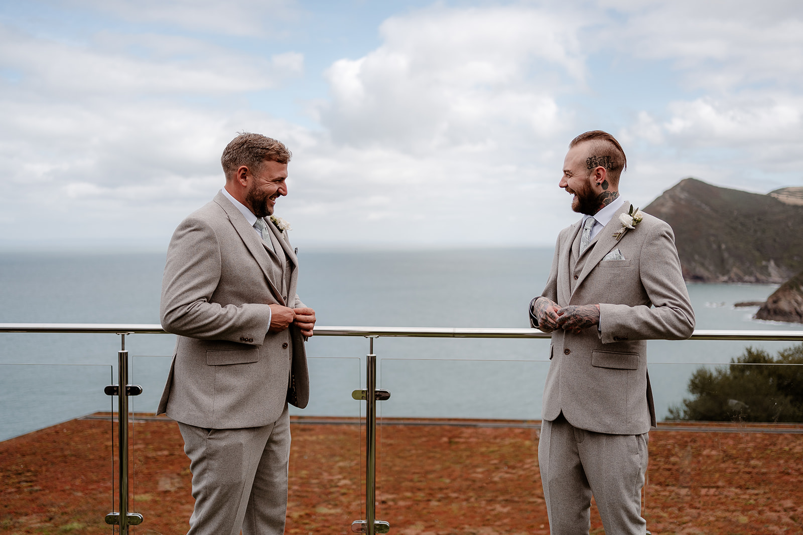 Groom and best man get ready at a Sandy Cove Hotel wedding