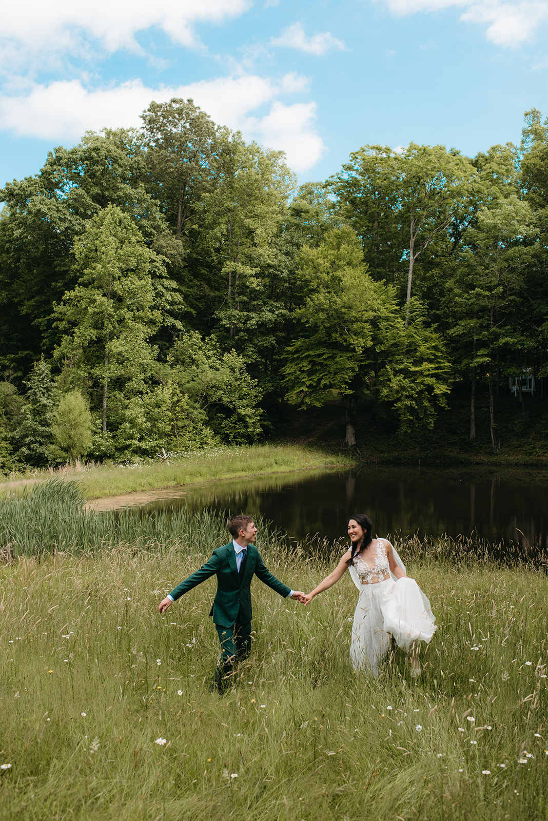 Whimsical woodland wedding photography at Boma Lodge in Greensboro