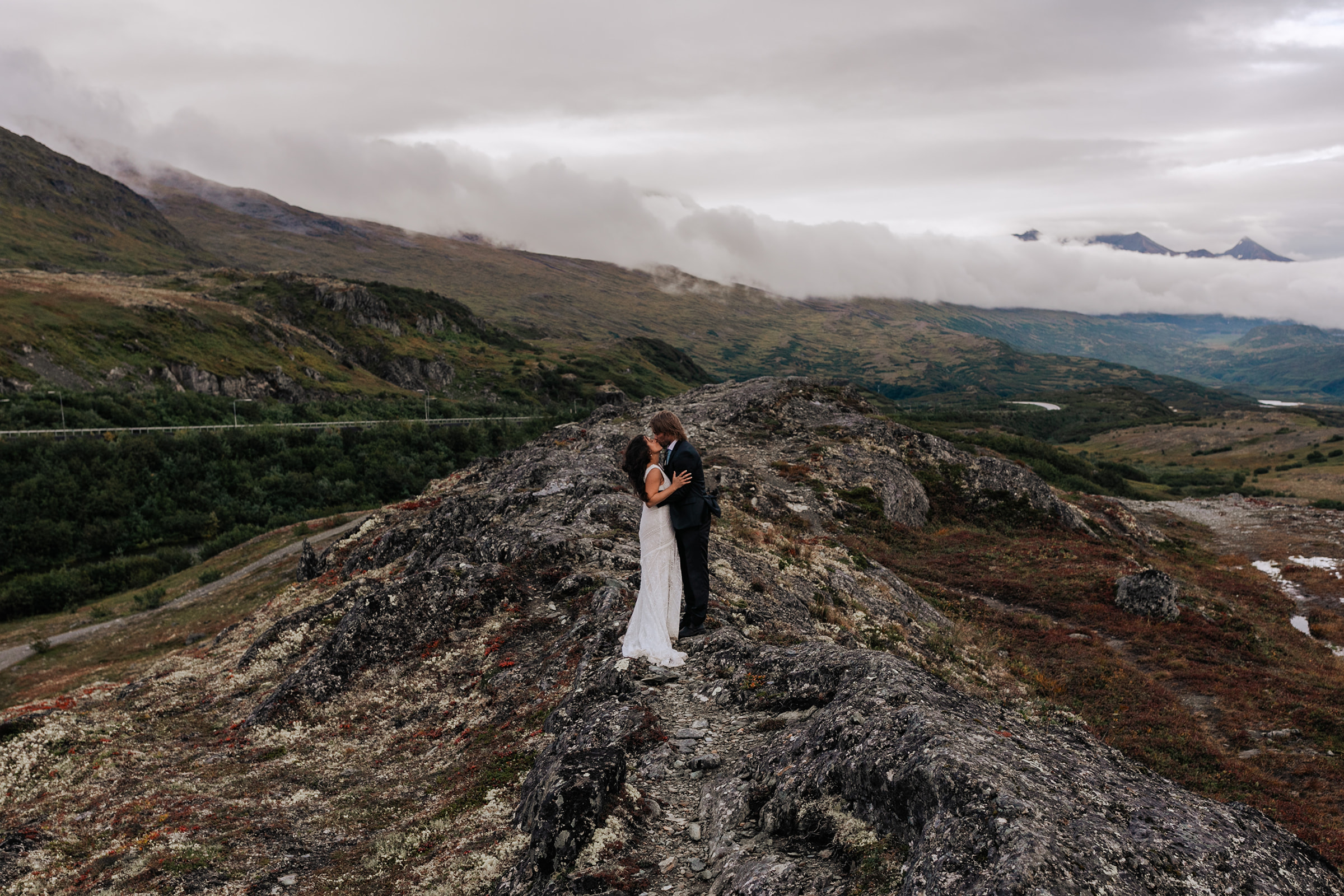 Couple elopes on top of a mountain in Alaska