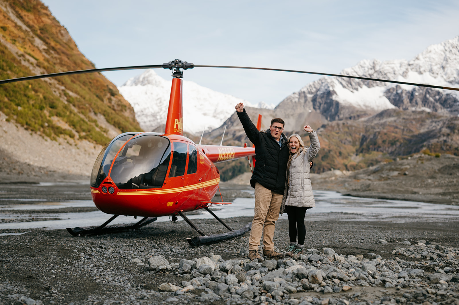 Couple celebrates engagement in Alaska.