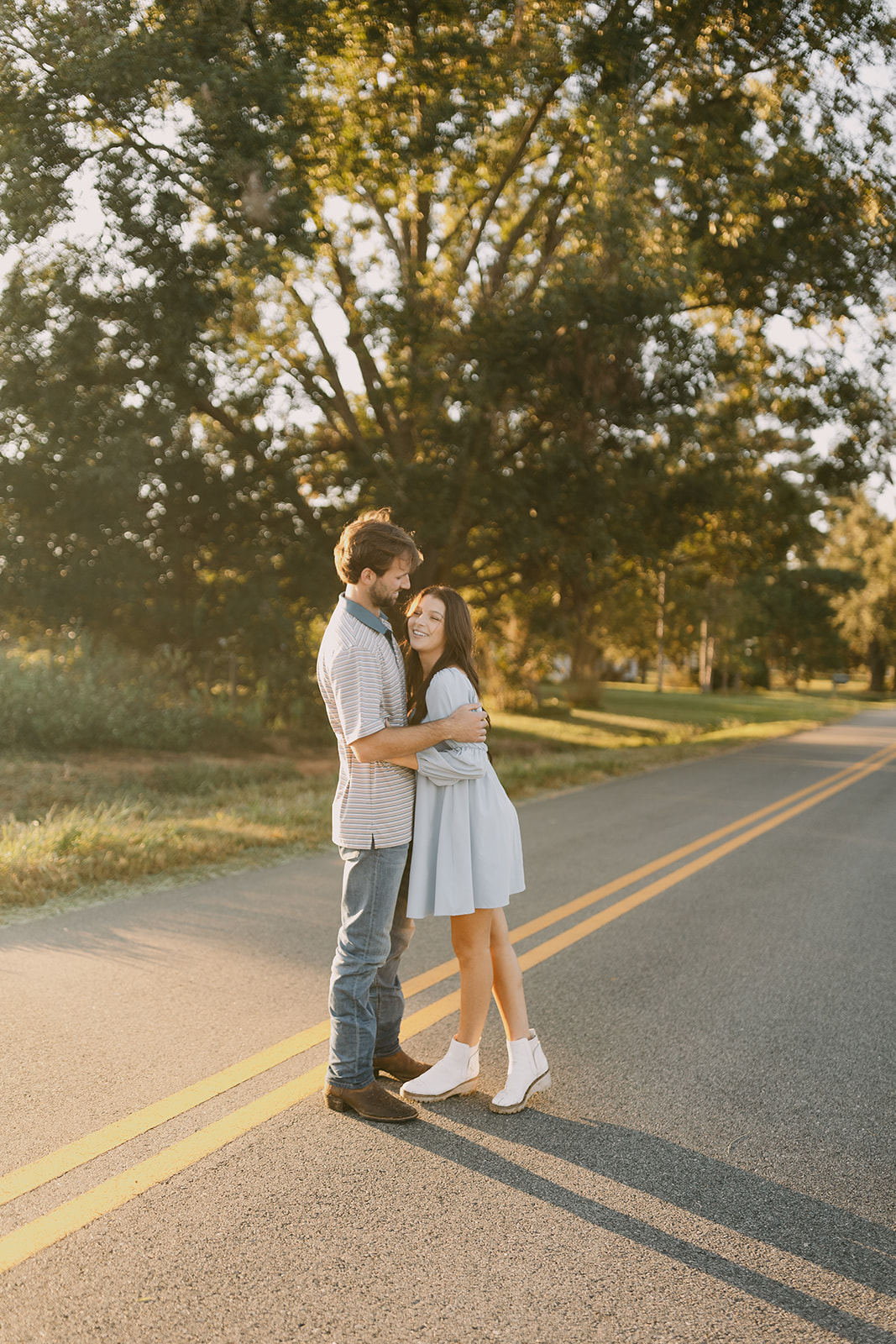 middle of the road engagement photos