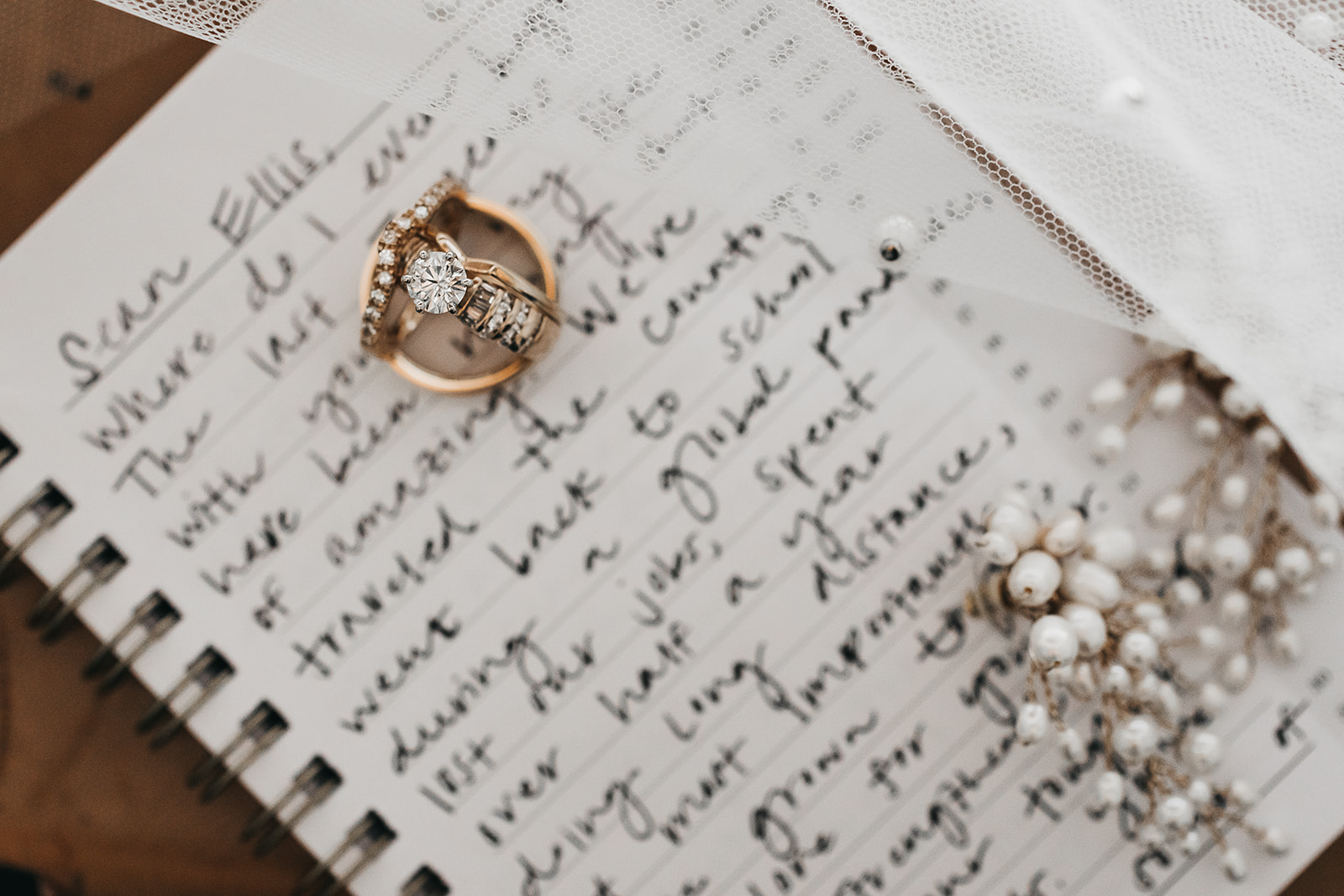 Bride and groom rings with vows at Cooper Wine Company wedding in Washington