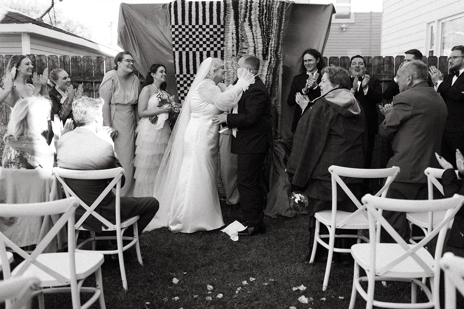 black white chicago il wedding ceremony photo