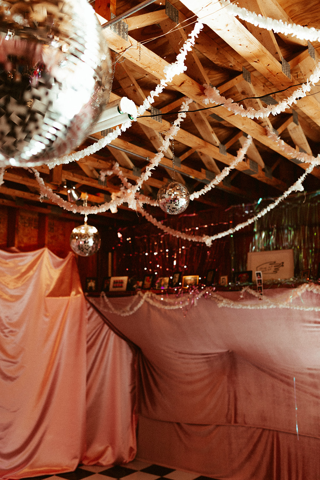 garage turned into a disco wedding
