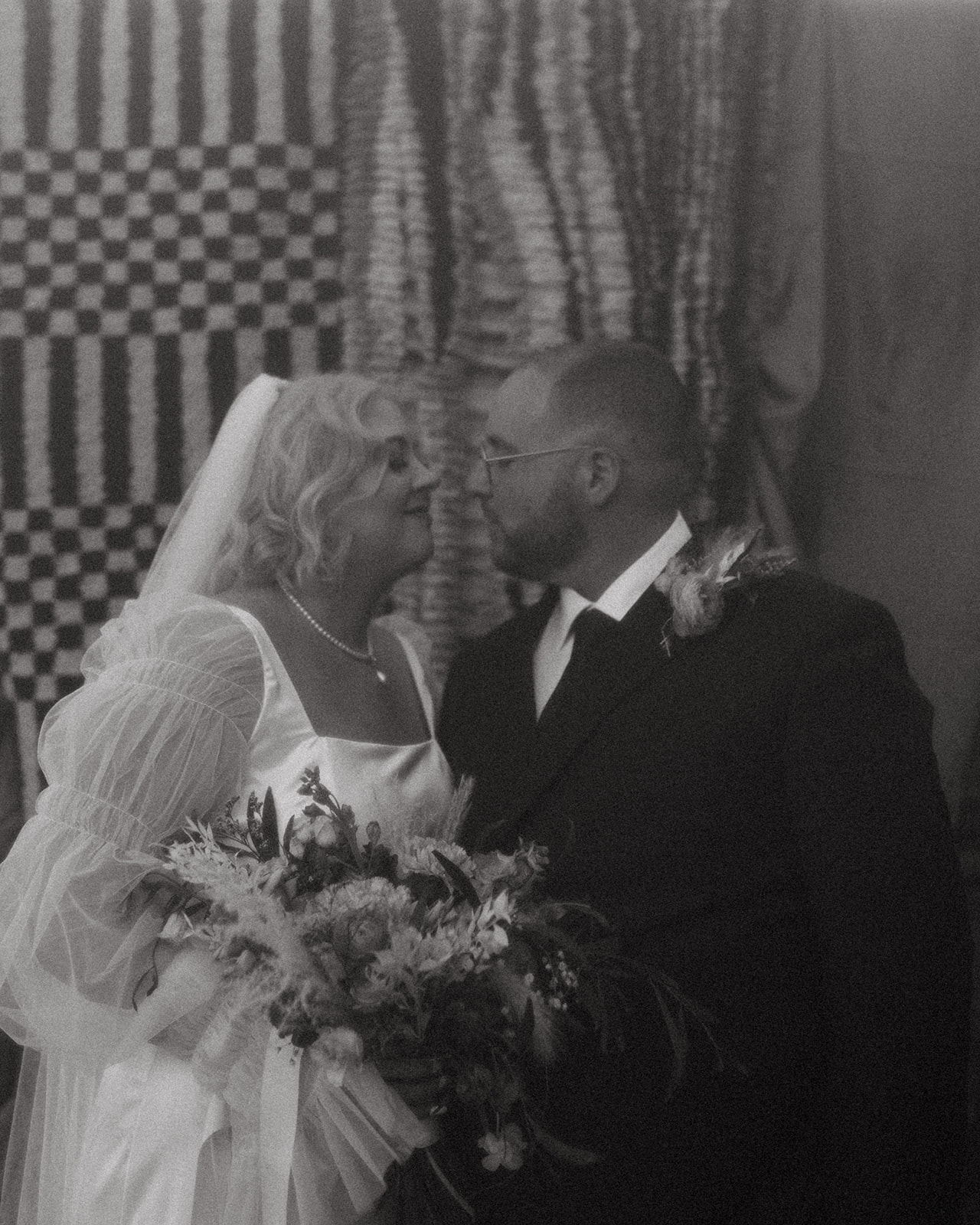 vintage film black and white wedding photo