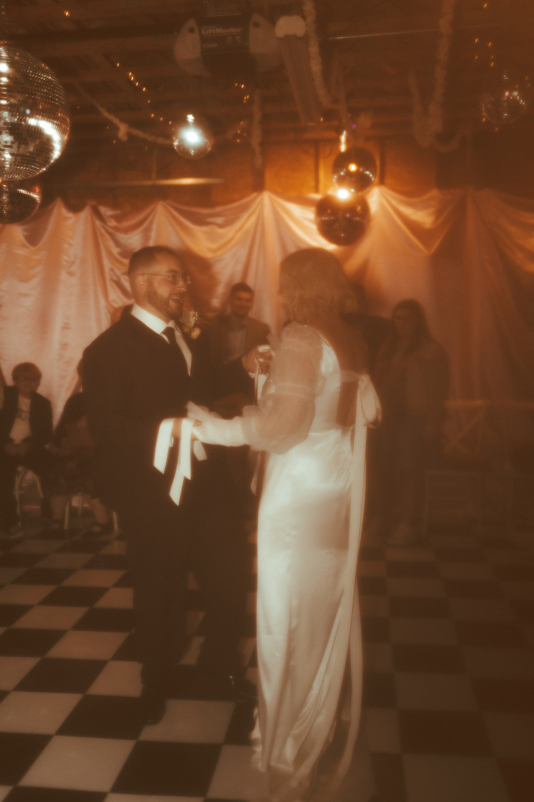 vintage film dancing wedding photo