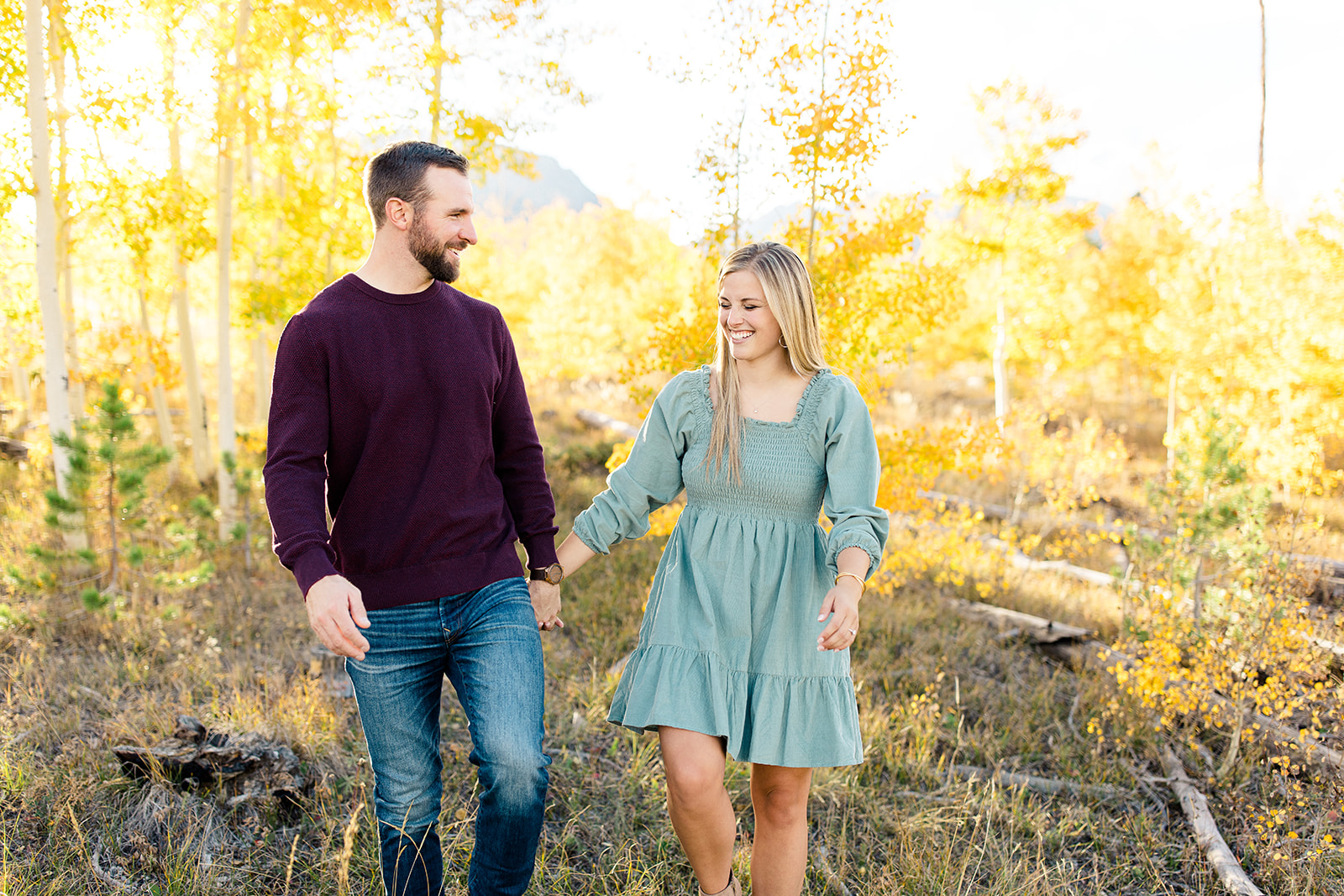 Engagement photo during Colorado Fall