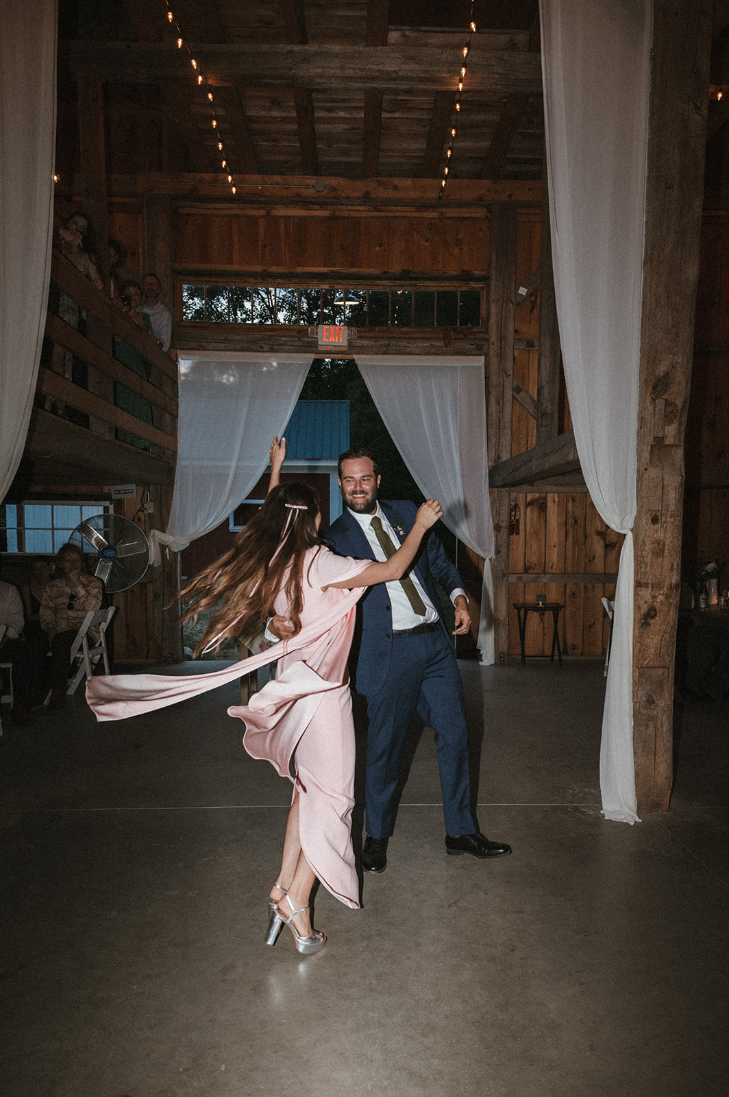 Bride and groom share their first dance at Kitz Farm Wedding Barn
