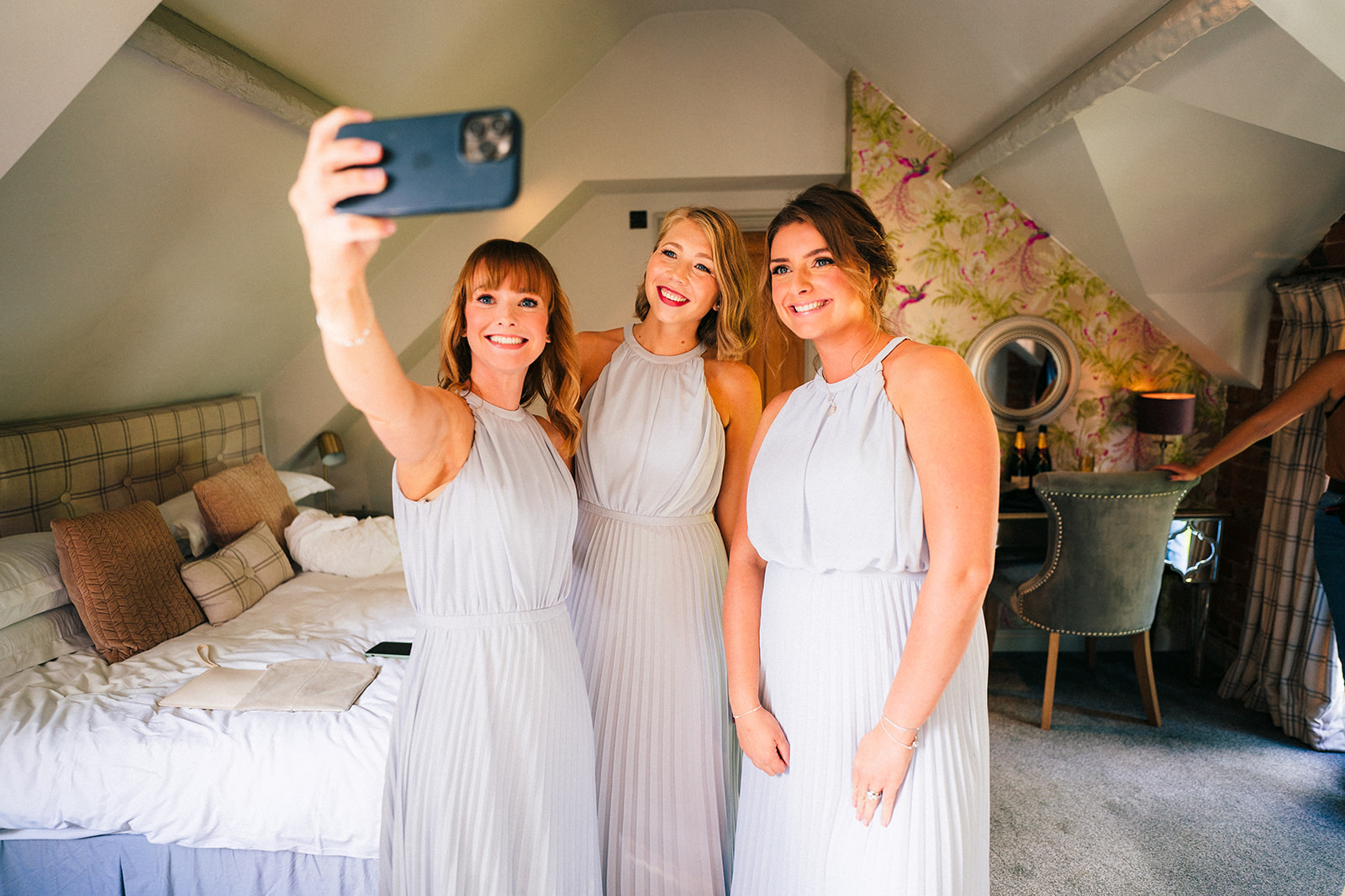 The Chequers Inn Wedding Photography - a selfie photo of the bridesmaids