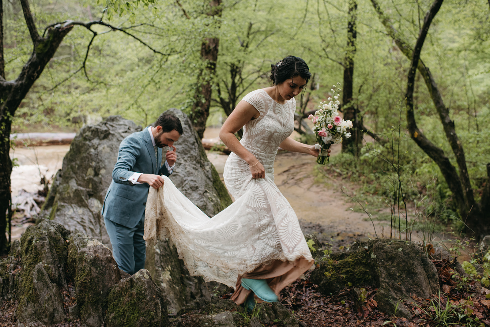 Eno River State Park Elopement in the Rain as a Durham Wedding Photographer 