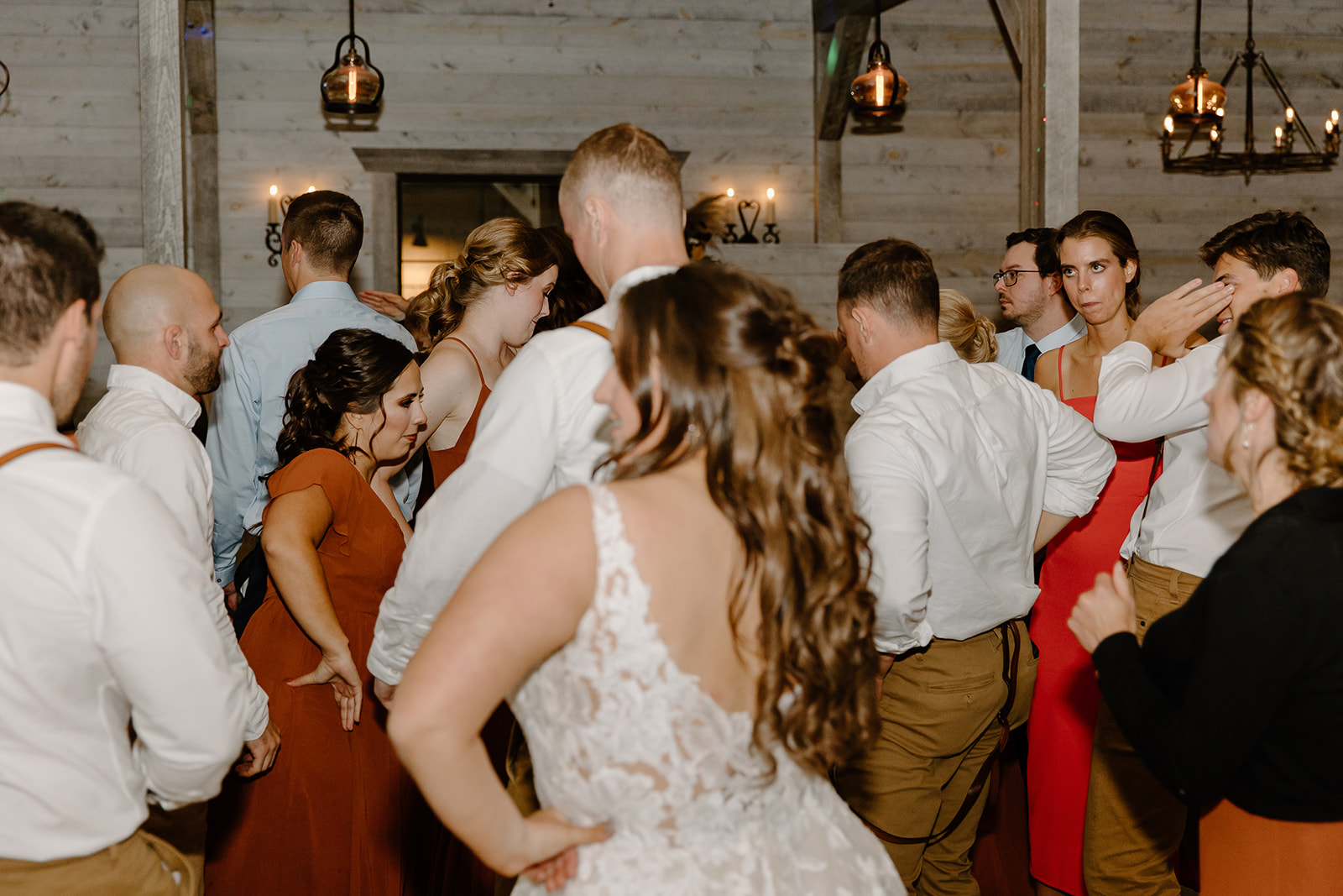 Bride dances with guests