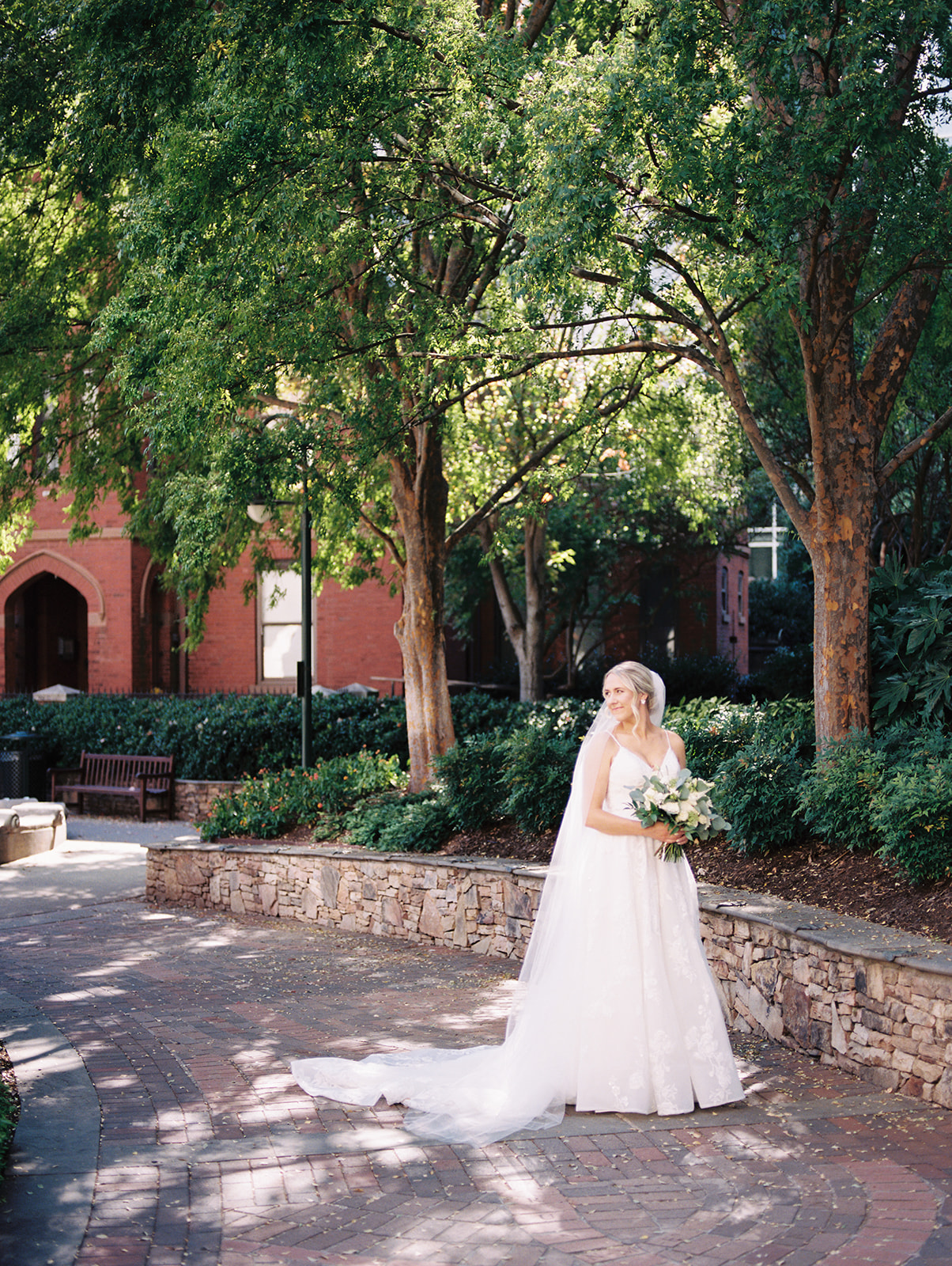 uptown charlotte bride and groom portraits on wedding day
