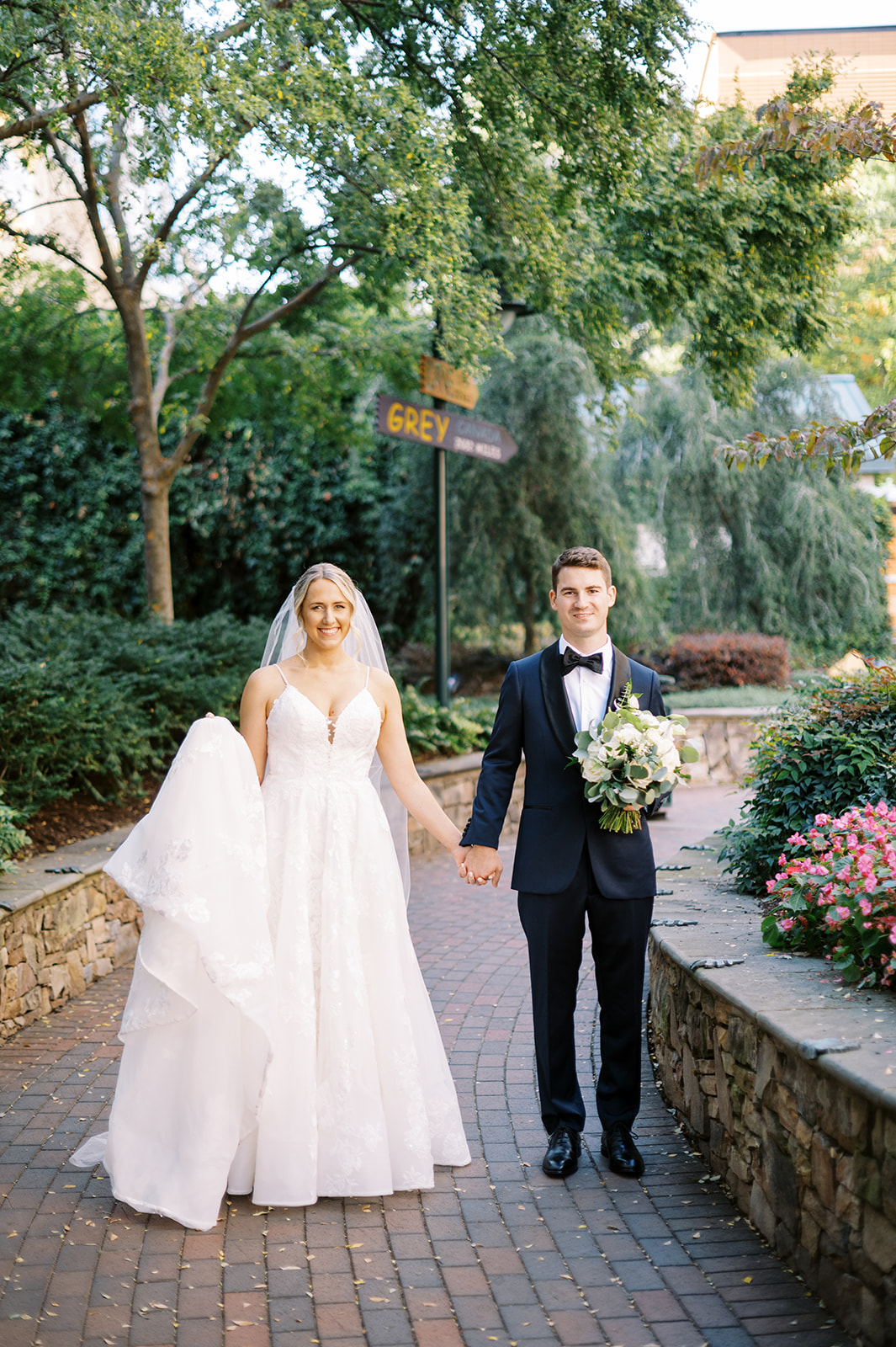 uptown charlotte bride and groom portraits on wedding day