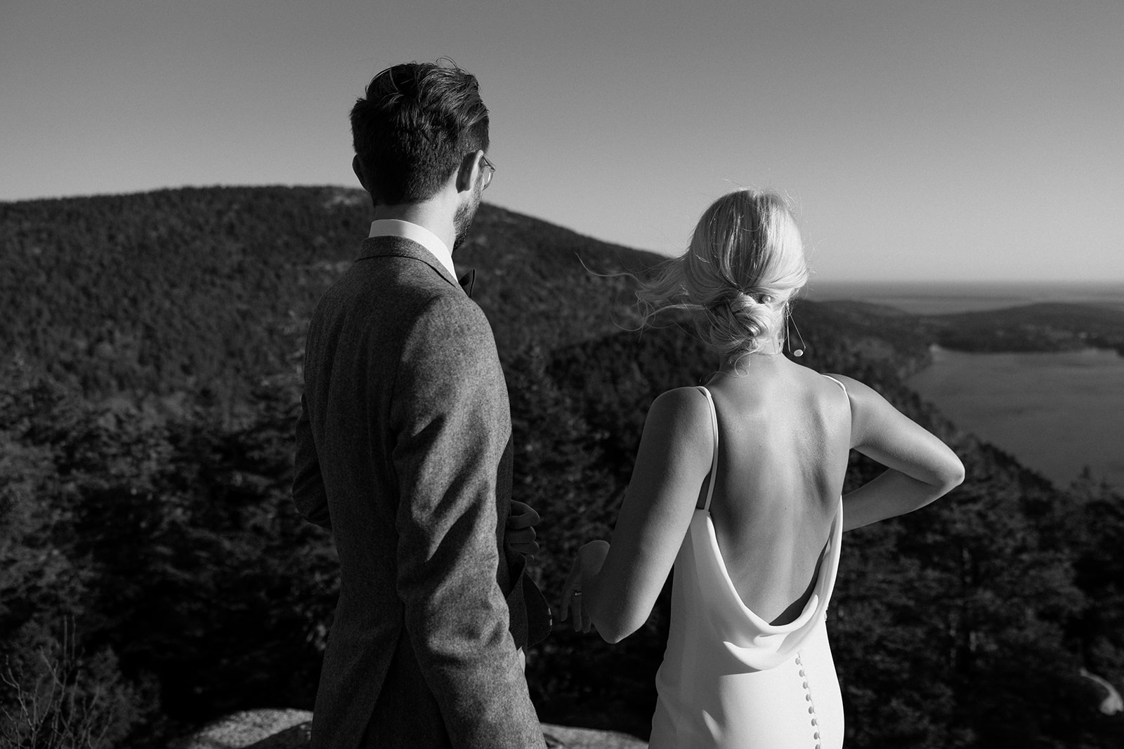 Bubble rock elopement and vows in the Fall. Acadia national park elopement and microwedding.