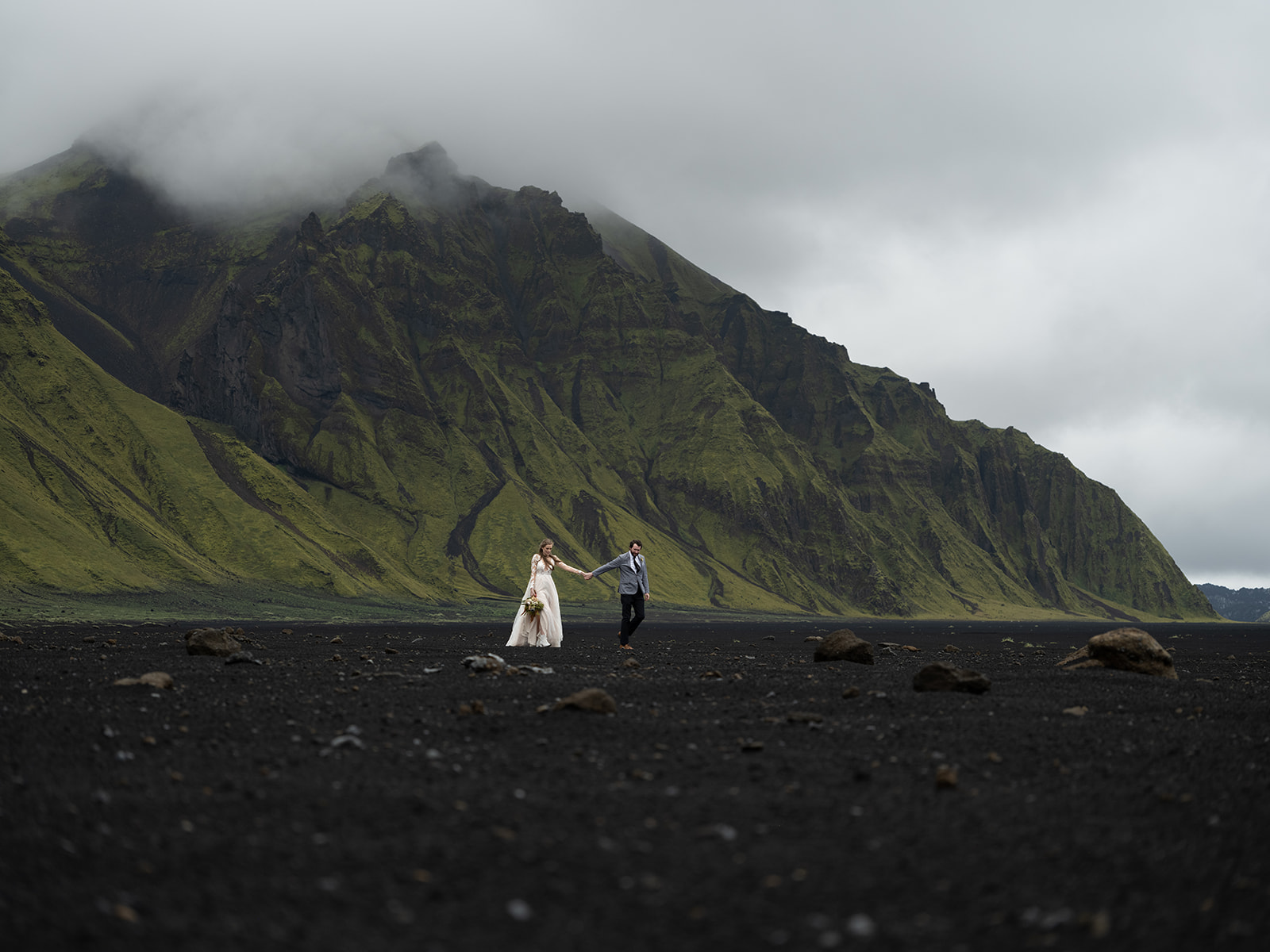Iceland Elopement in the Highlands. Couple takes a 4x4 to get to unique locations in the Highlands for their Elopement