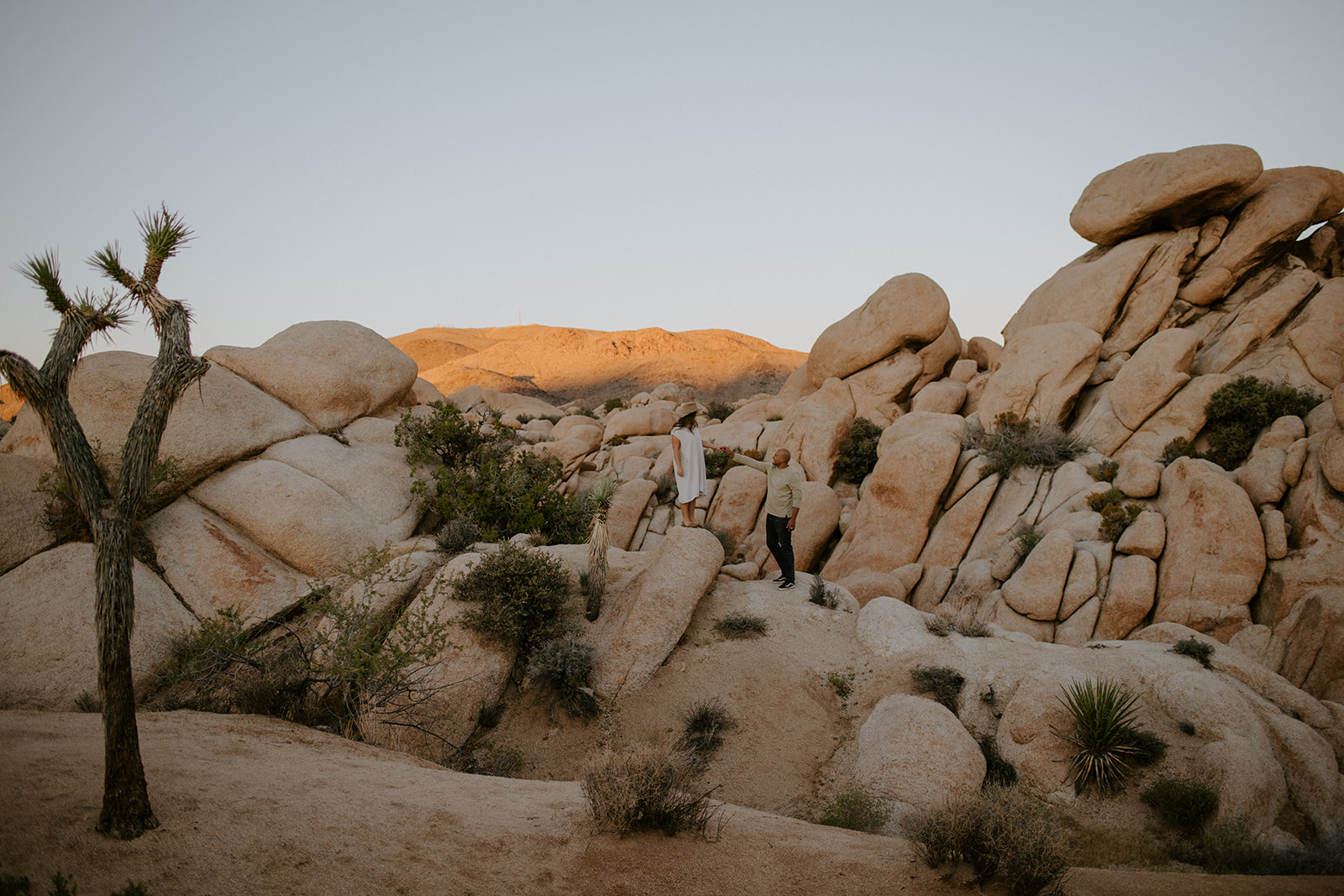 A photography session for a couple in Joshua tree national park in Southern California 