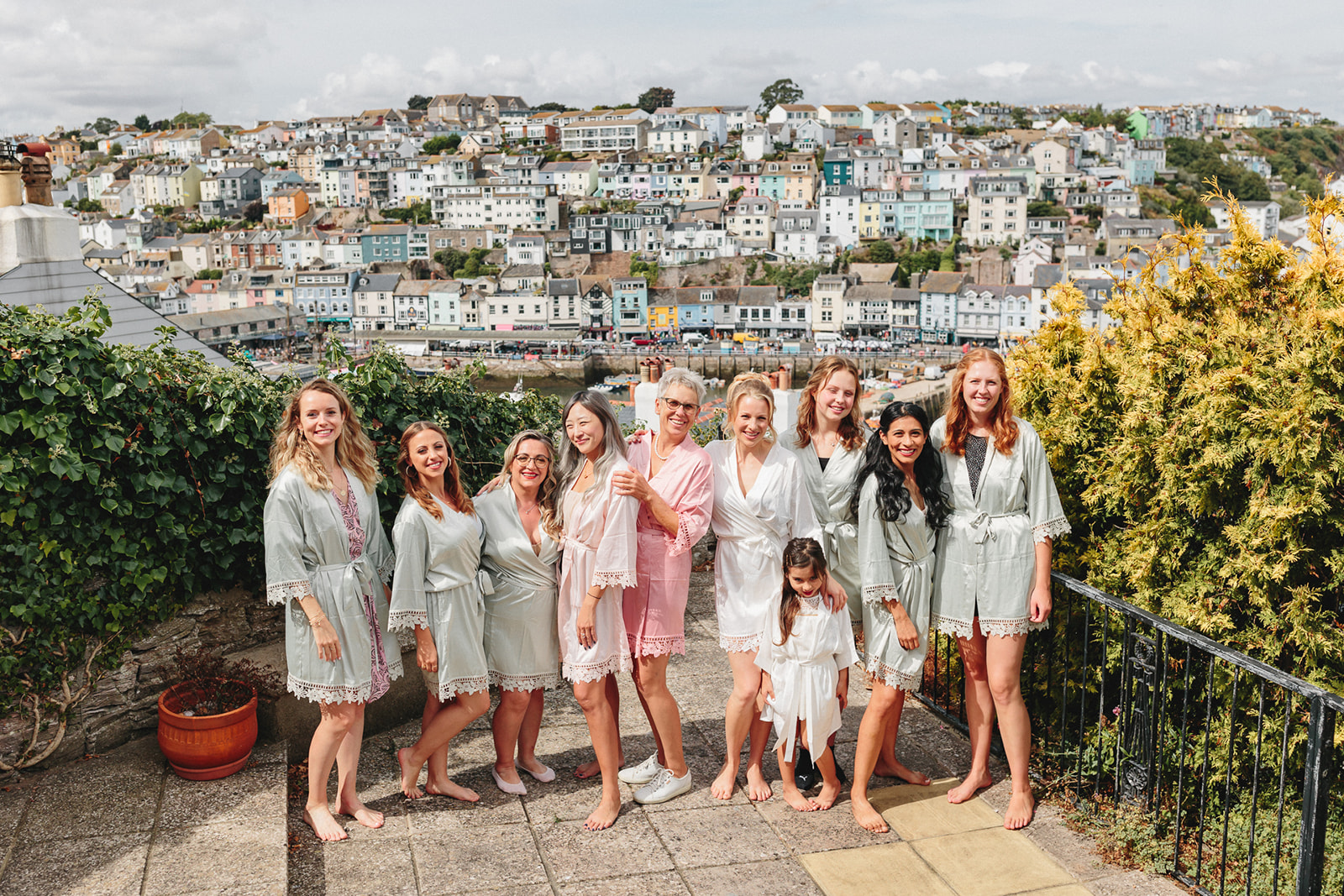 bride and bridesmaids getting ready in brixham