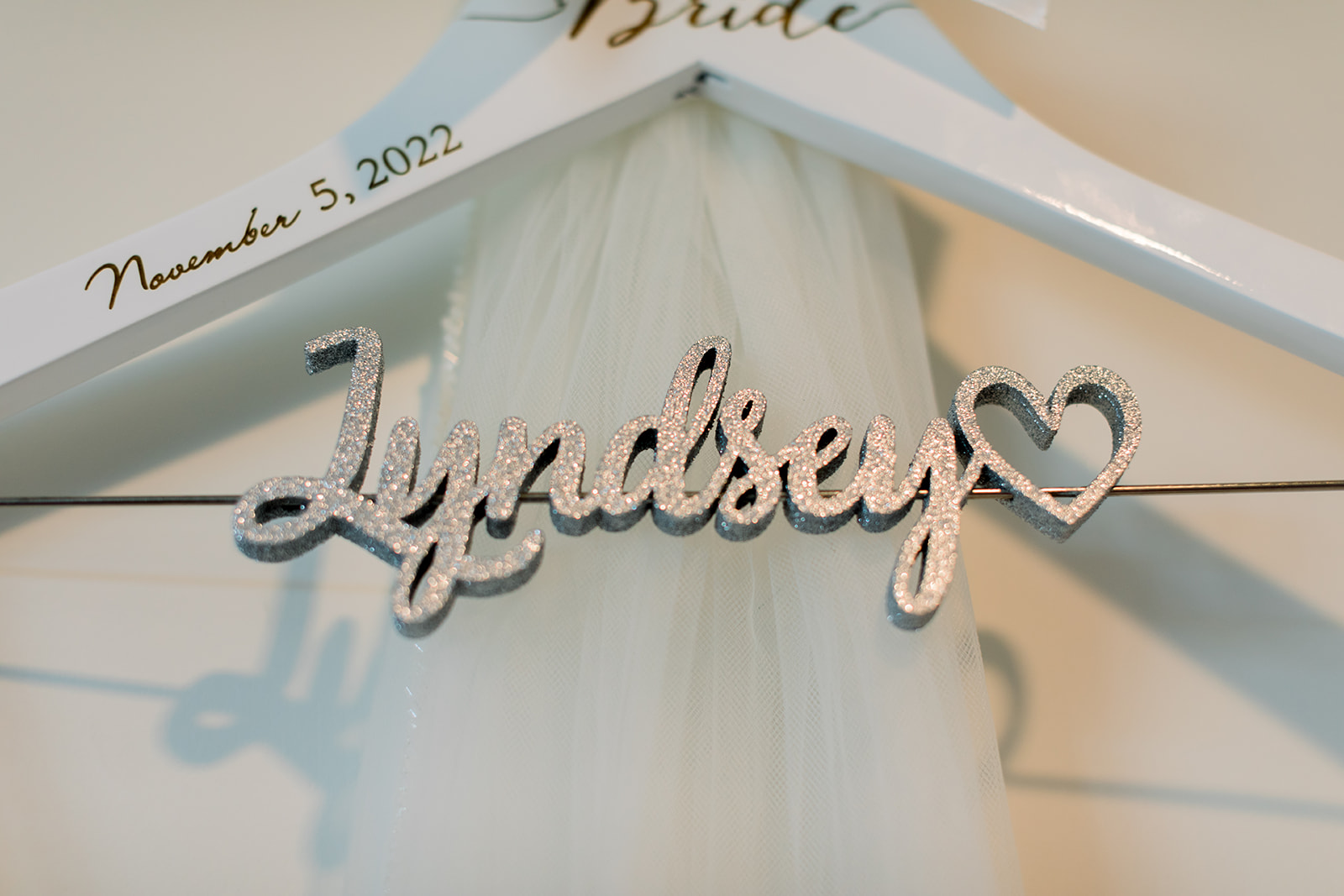 Hanger with Bride's name on it