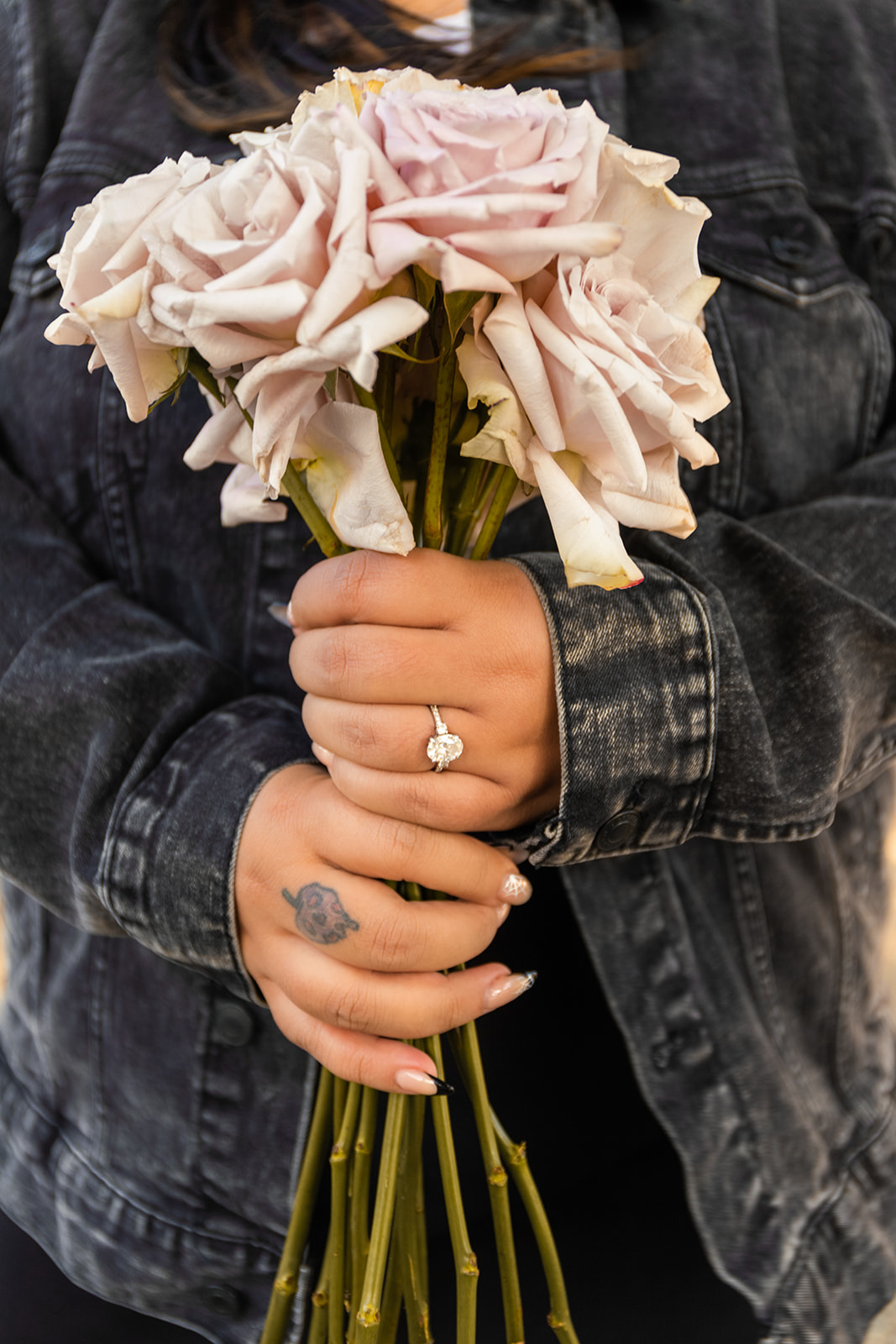 edgy alternative bride bouquet rings tattoos