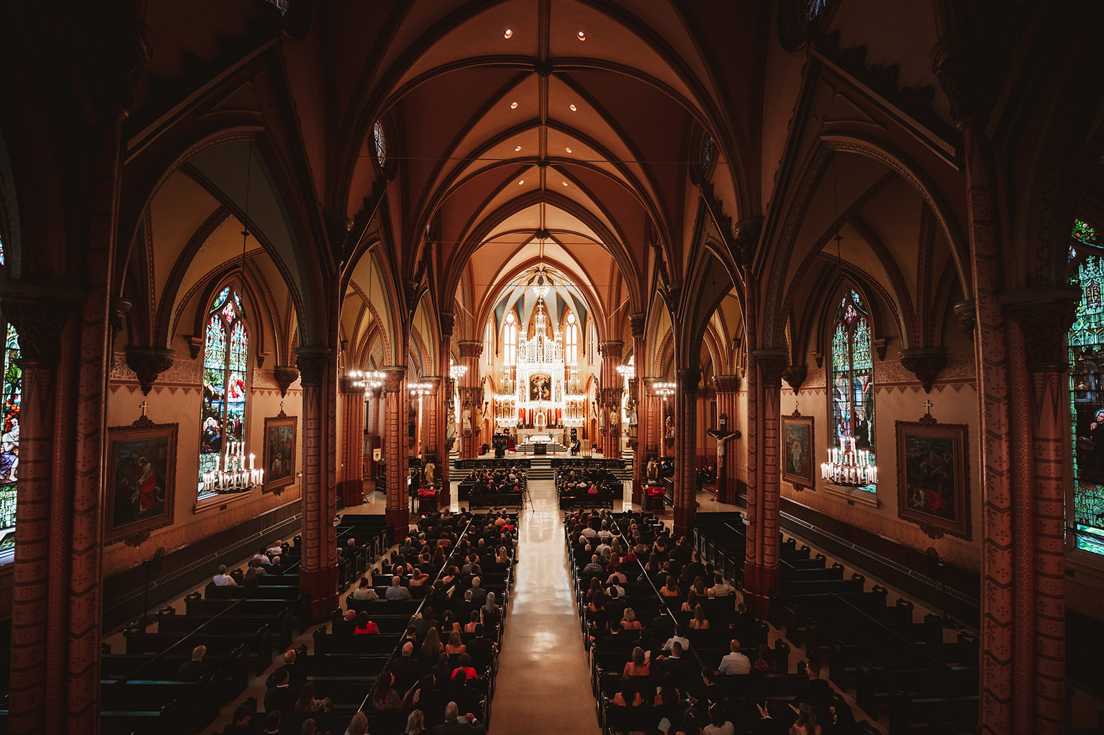 Wedding ceremony at the church of the holy family in Chicago photography
