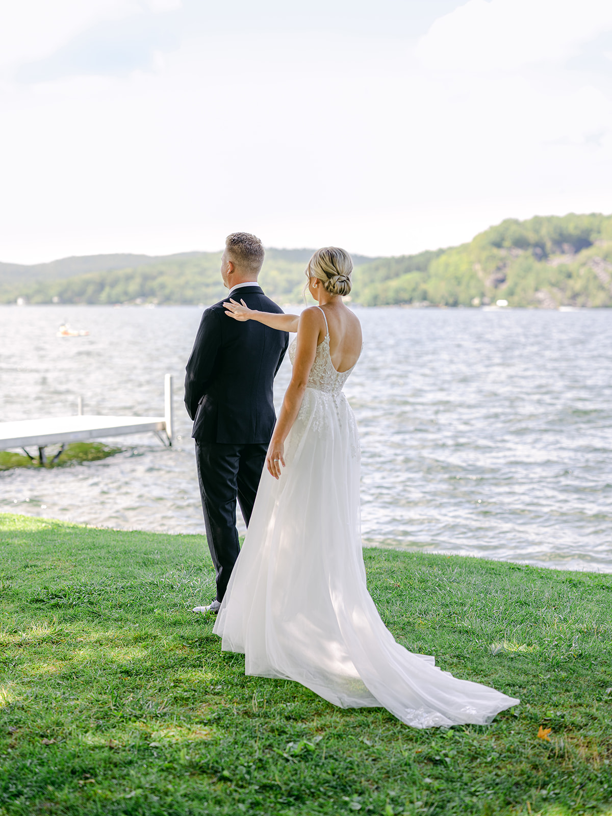 Wedding First Look at Lake Bomoseen