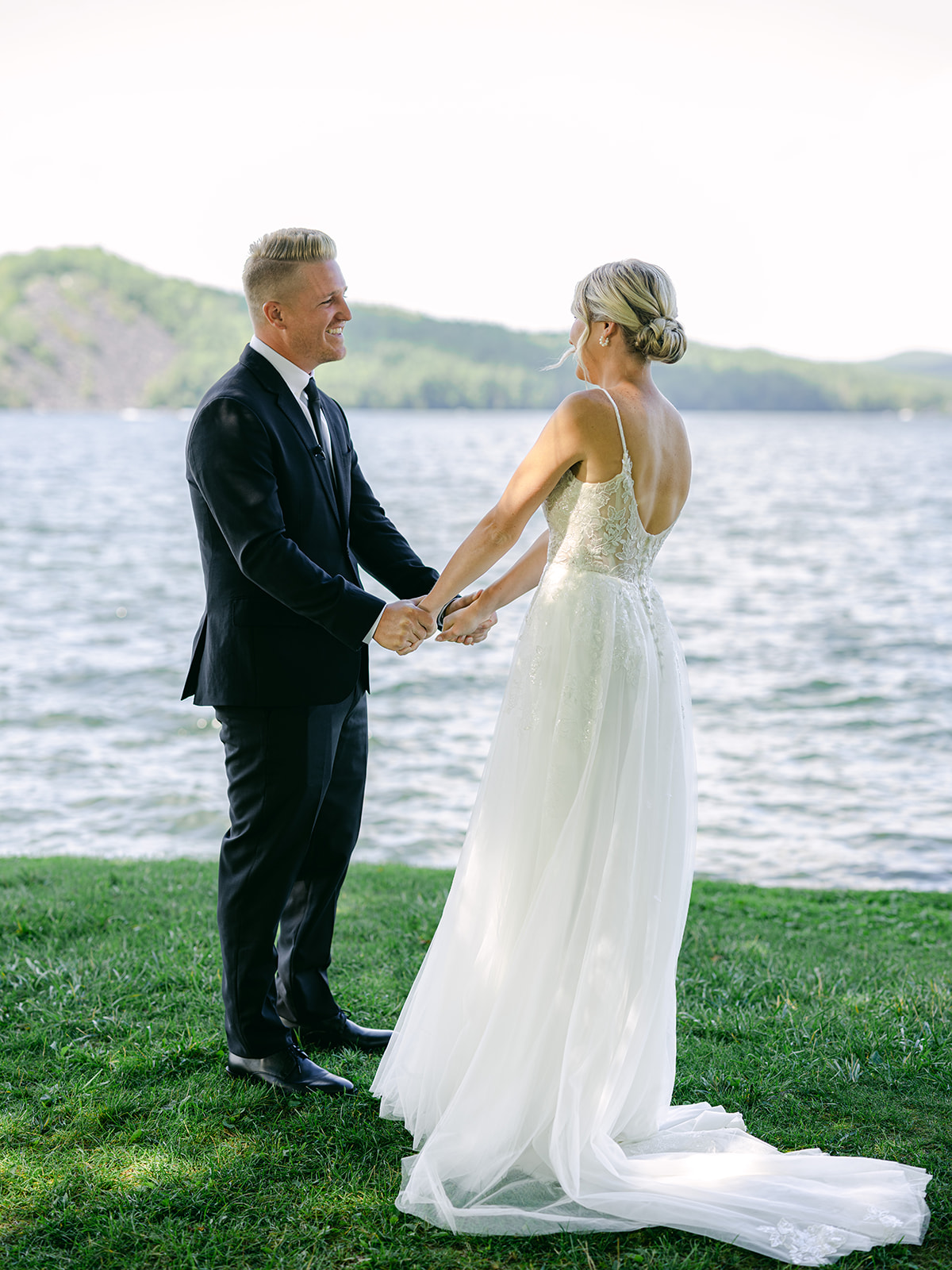 Wedding First Look at Lake Bomoseen