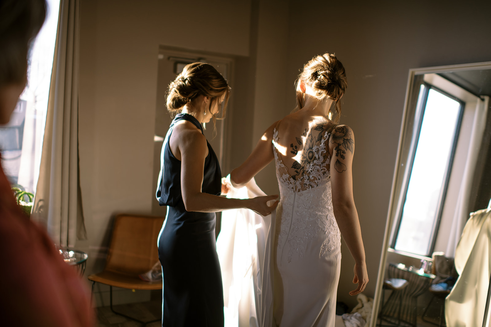 Bride gets ready in bridal suite at Walden Chicago