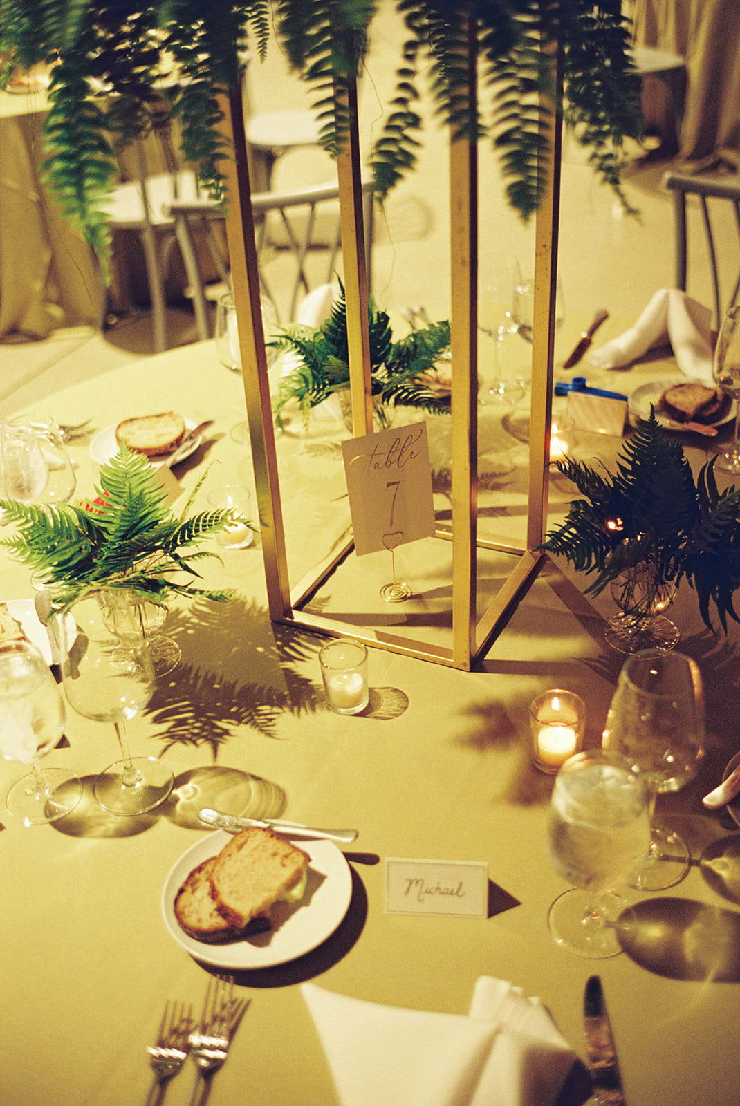 Wedding table setting at Walden Chicago on film