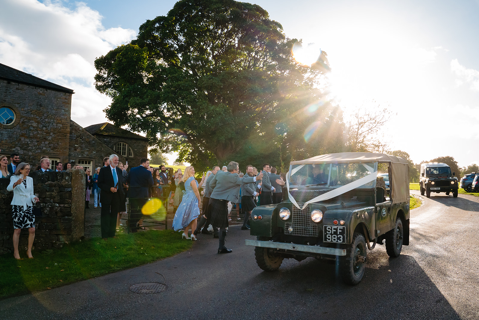 Land rover experience drive by at a wedding at Eden house