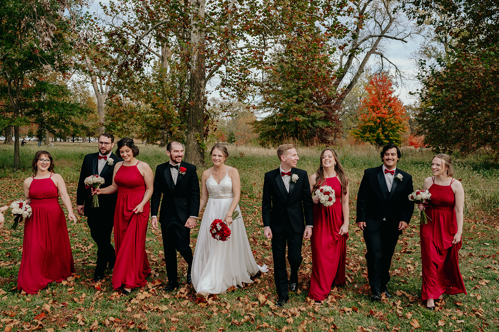 wedding party portraits in Forest Park St. Louis