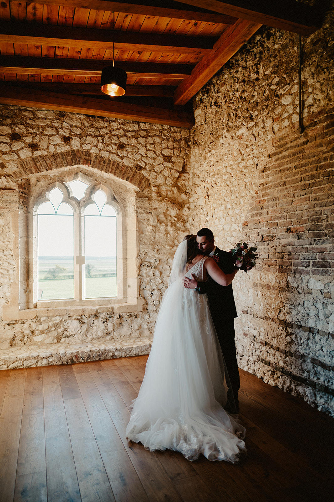 married couple share their first moments alone together at pentney abbey