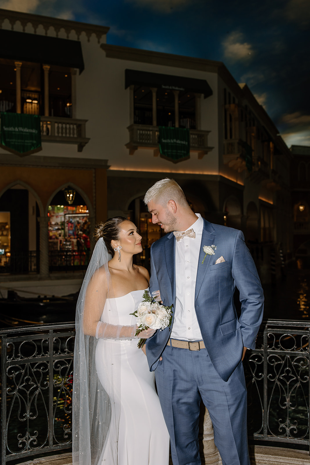 Bride and groom in the Venetian hotel in Las Vegas