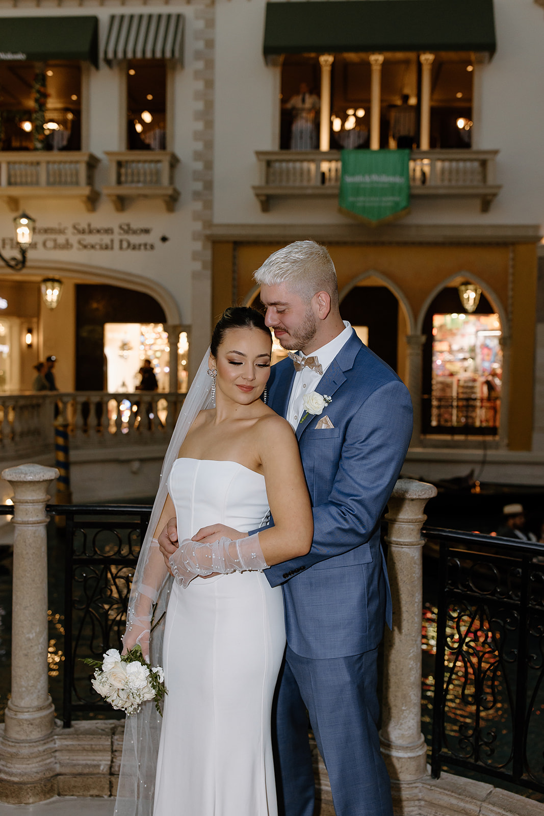 Bride and groom in the Venetian hotel in Las Vegas
