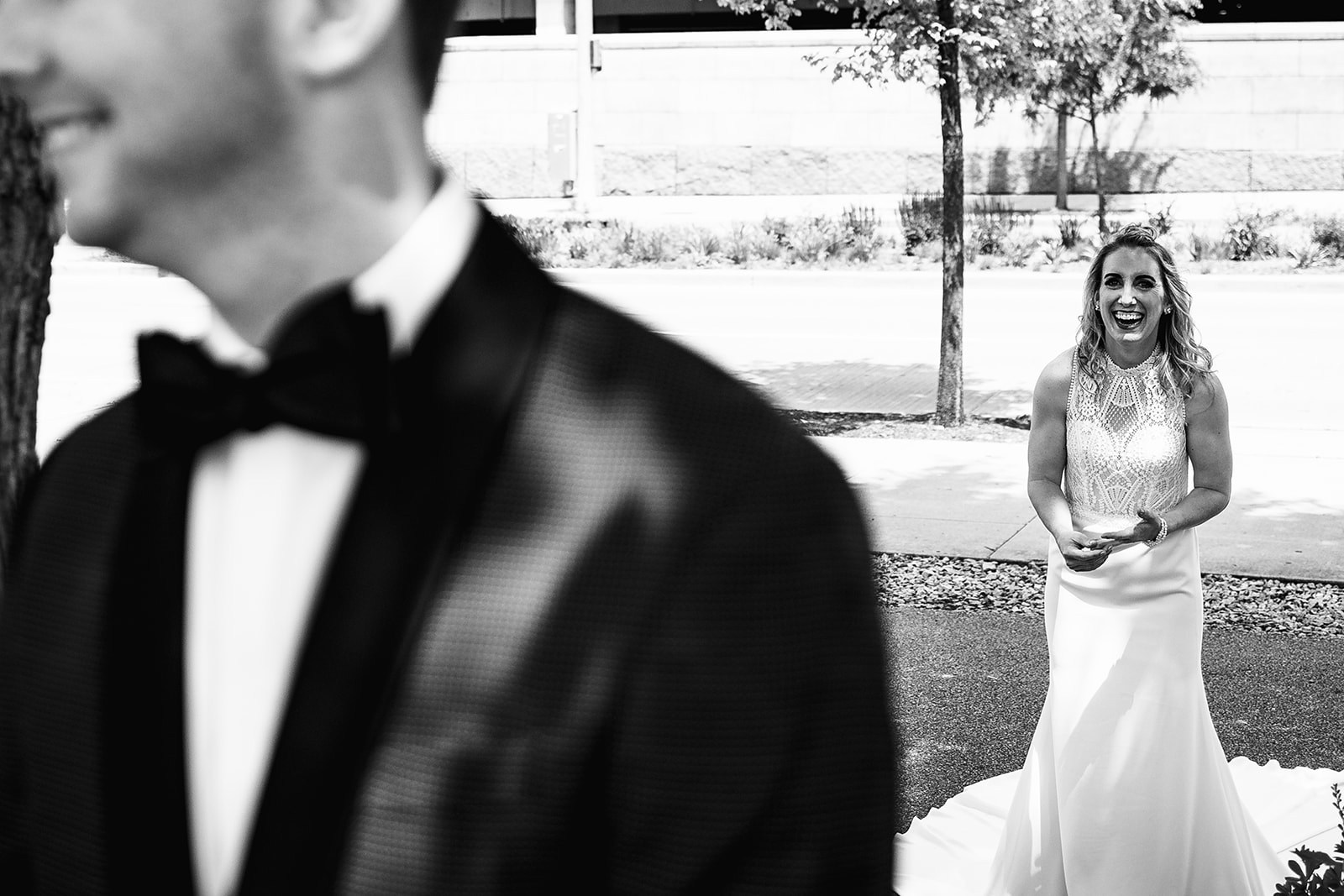 Wedding couple shares a first look before their ceremony in CIncinnati