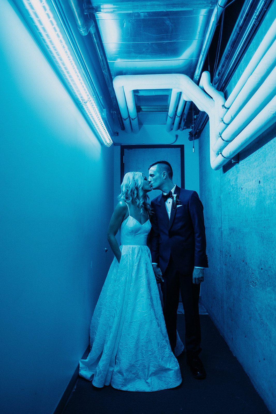 blue light wedding photos