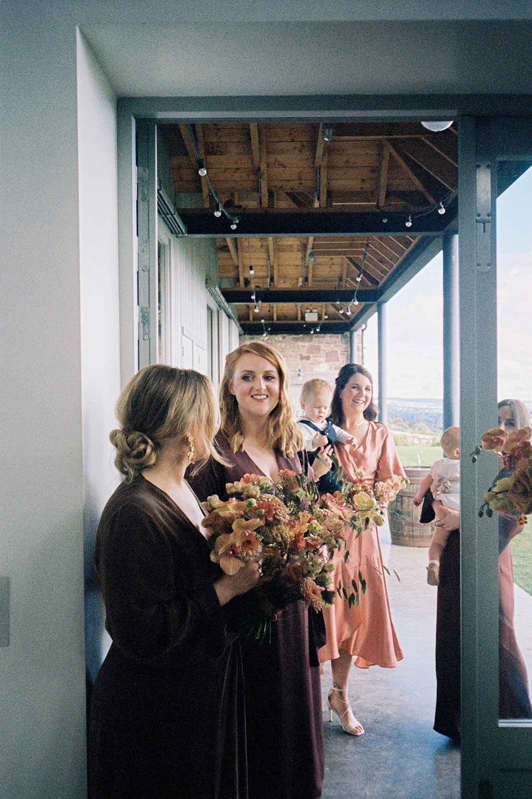 bridesmaids ready on colour film photography
